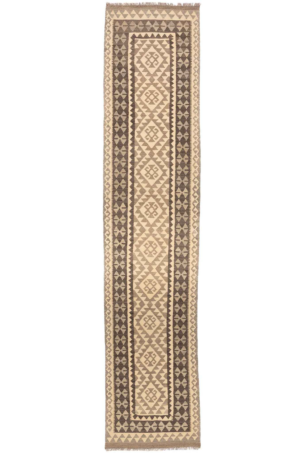 Handgewebter Kelim-Teppich aus Schurwolle, 83 × 390 cm