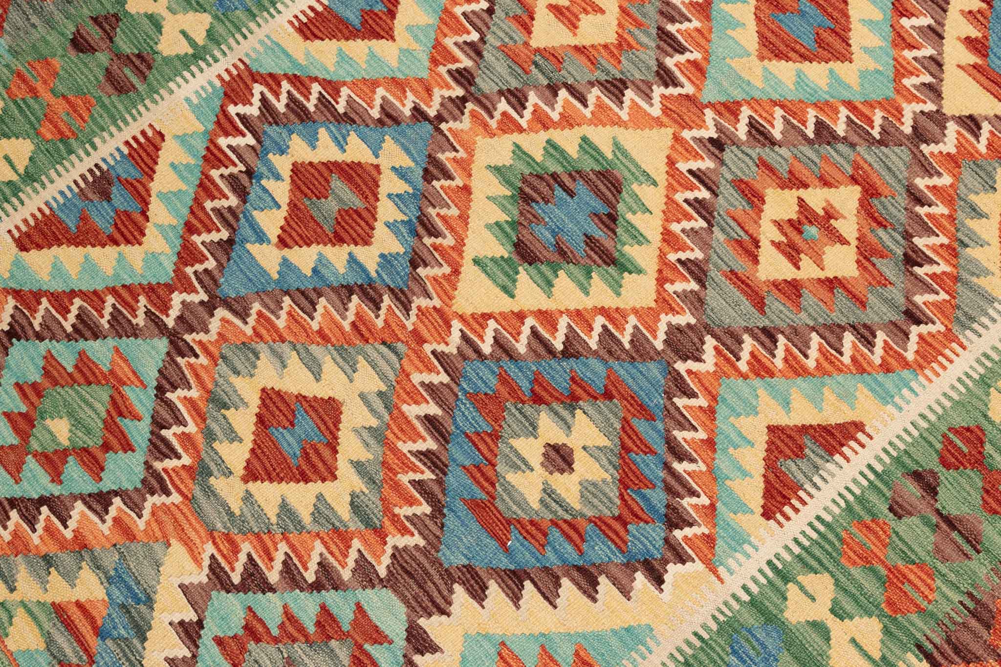 Afghanischer Kelim – 194 × 150 cm – handgewebt aus Schurwolle