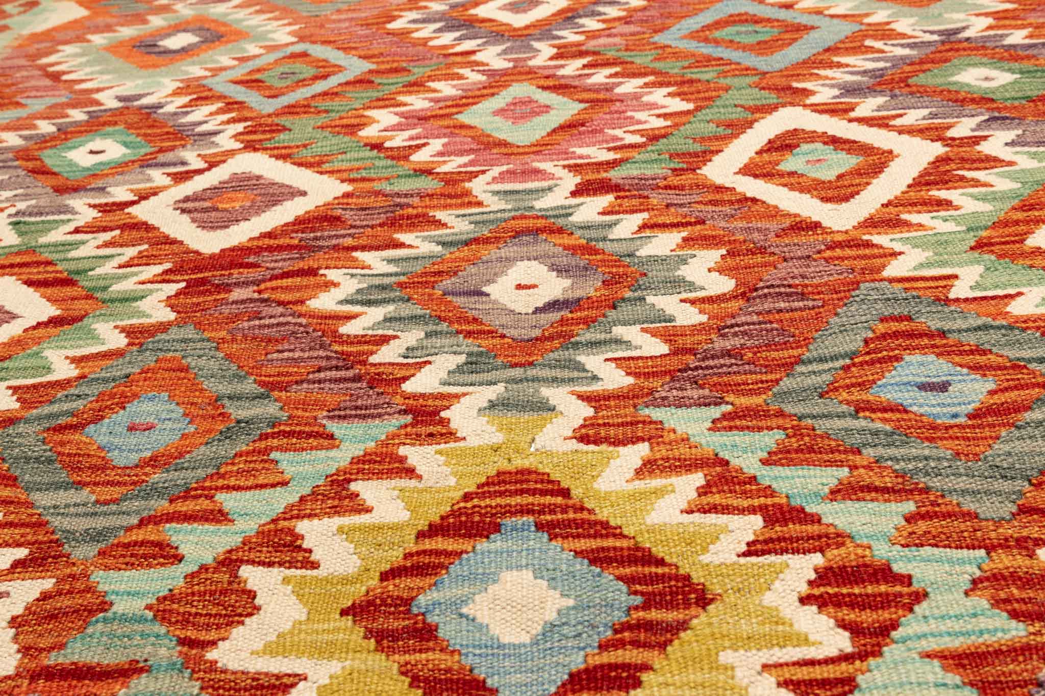 Afghanischer Kelim – 196 × 145 cm – handgewebt aus Schurwolle