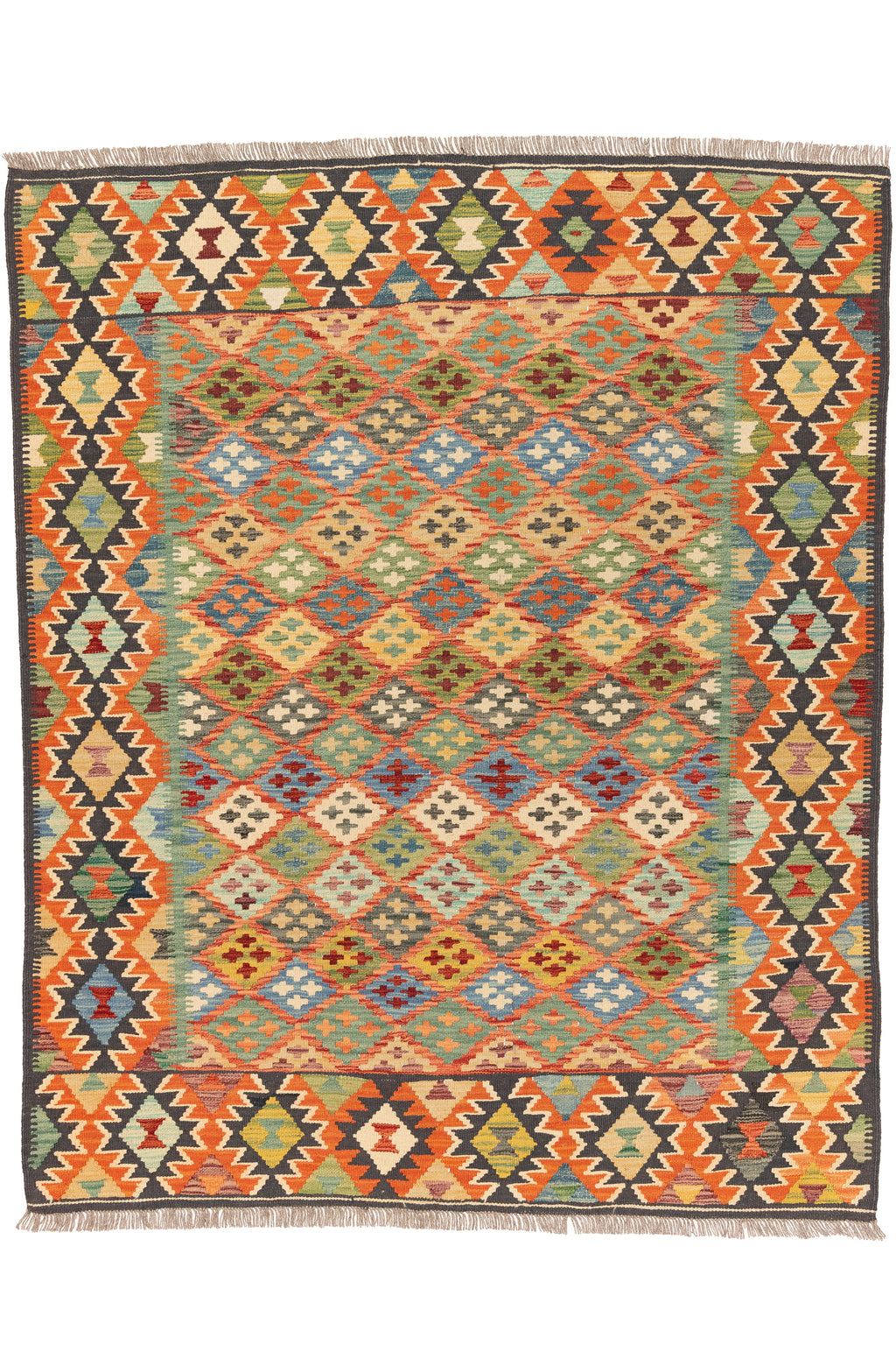 Afghanischer Kelim – 198 × 160 cm – handgewebt aus Schurwolle