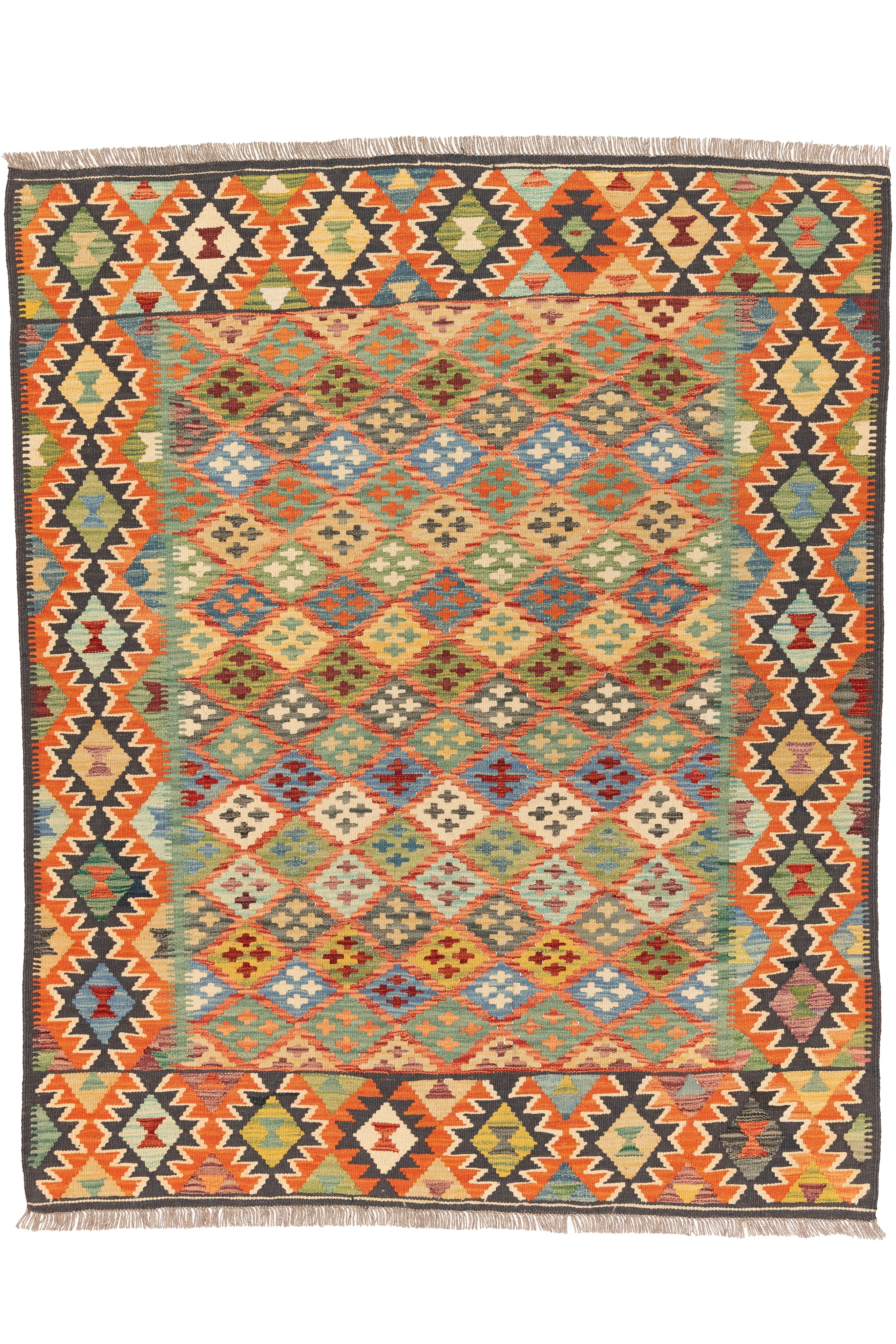 Afghanischer Kelim – 198 × 160 cm – handgewebt aus Schurwolle