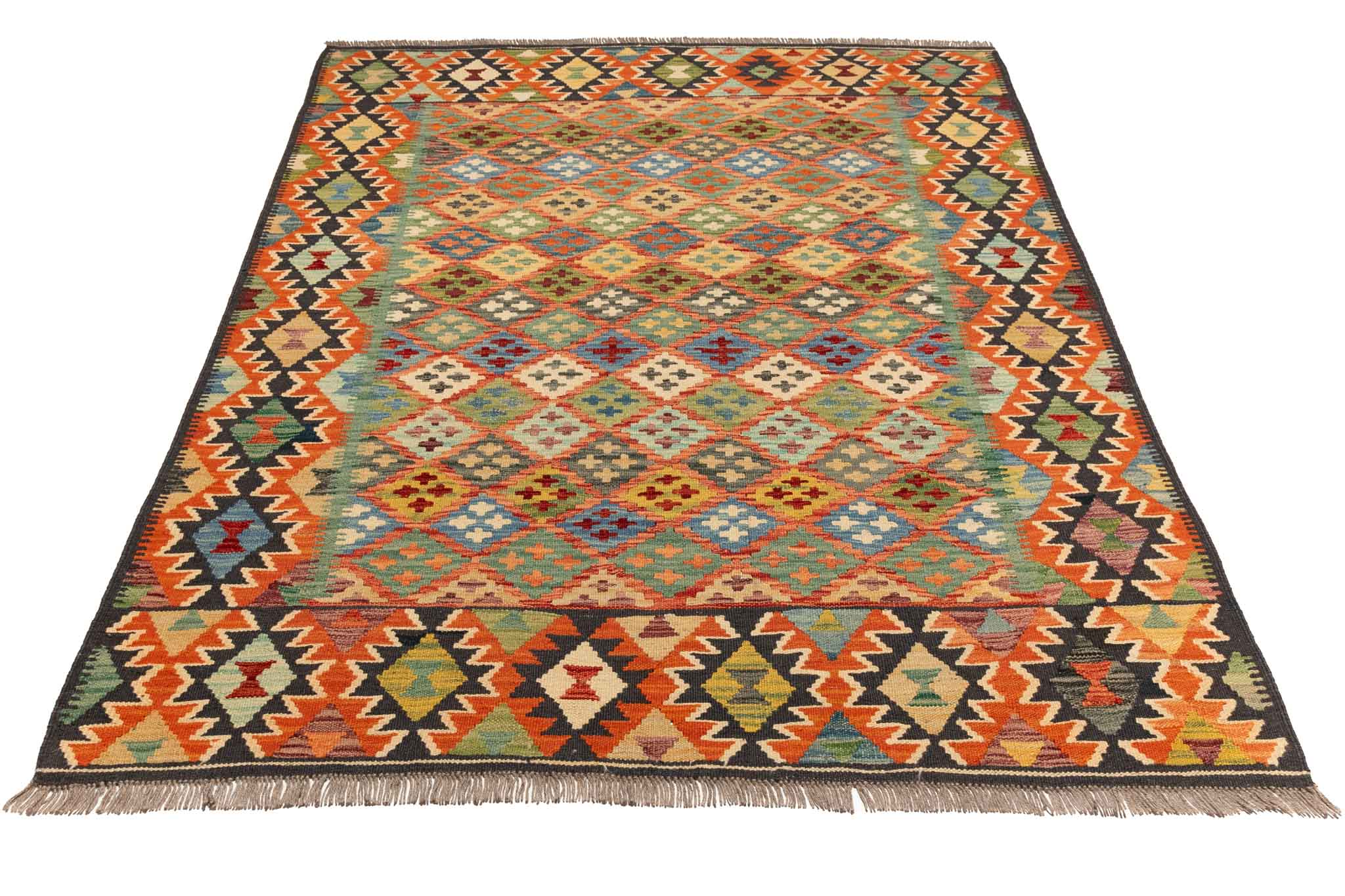 Afghanischer Kelim – 198 × 160 cm – handgewebt aus Schurwolle