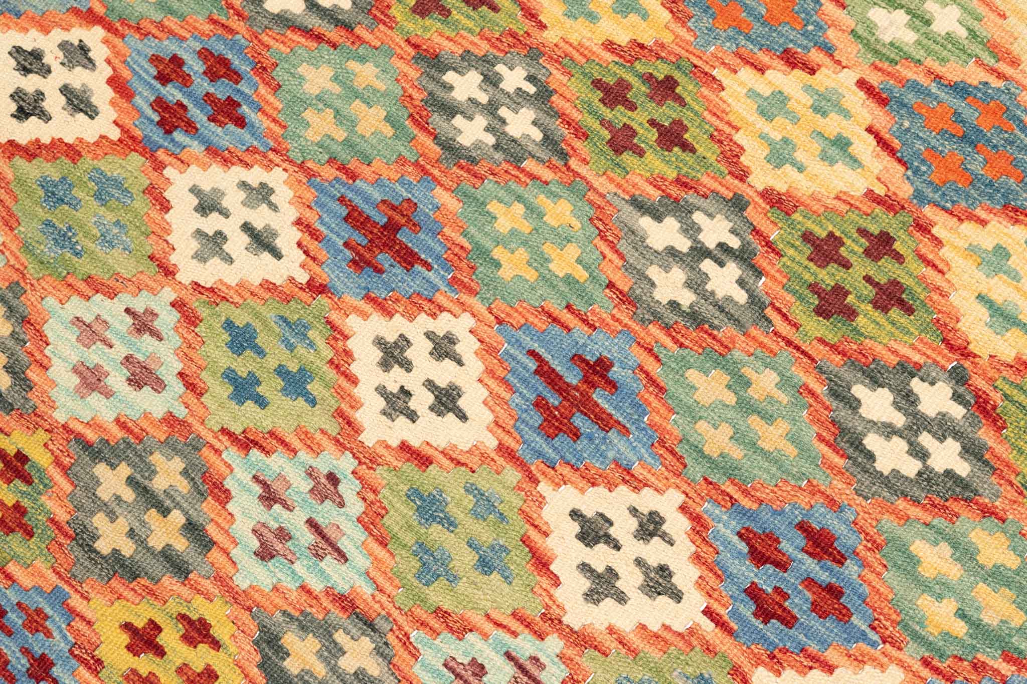 Afghanischer Kelim – 198 × 160 cm – handgewebt aus Schurwolle