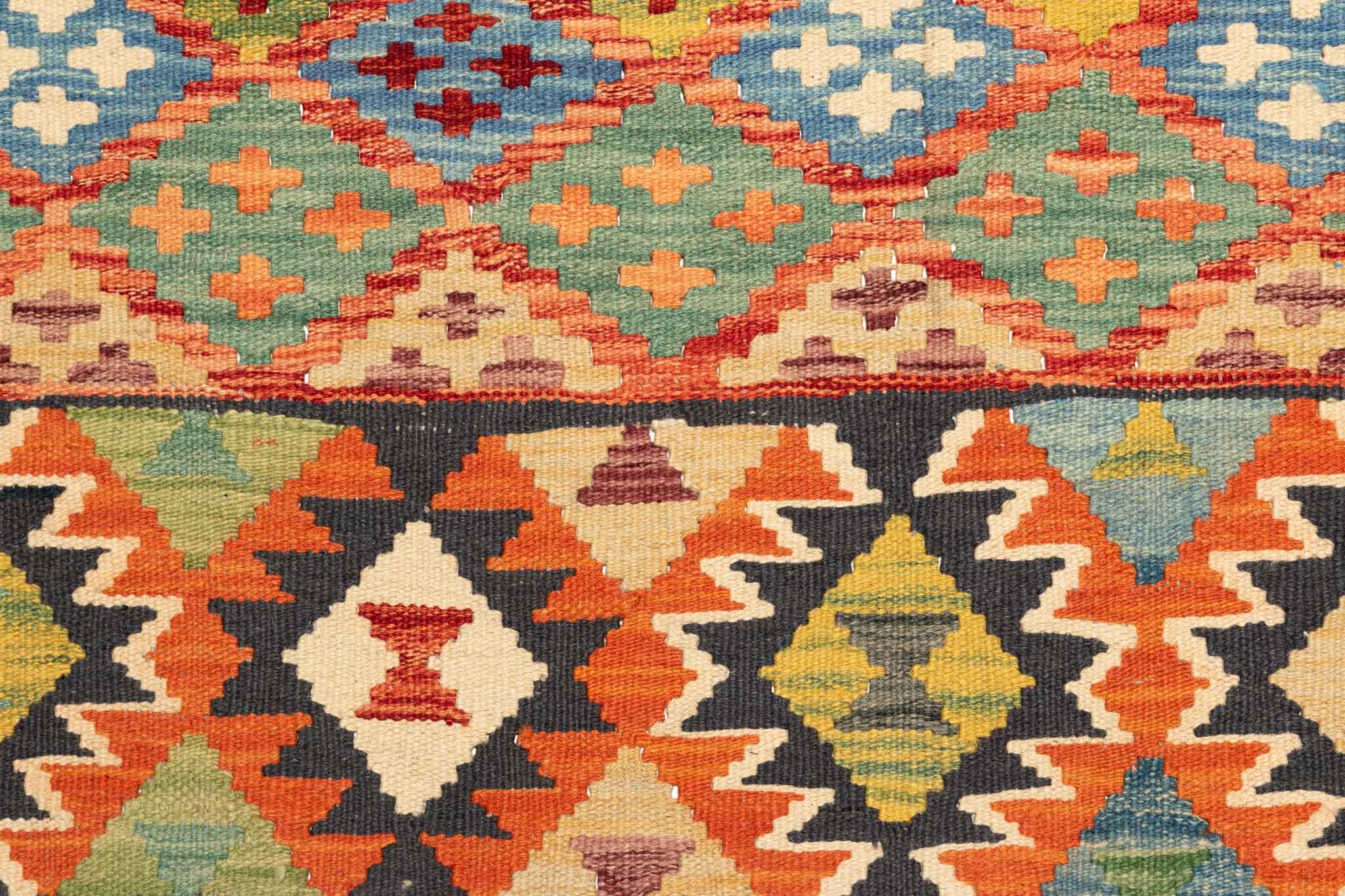 Afghanischer Kelim – 198 × 160 cm – handgewebt aus Schurwolle
