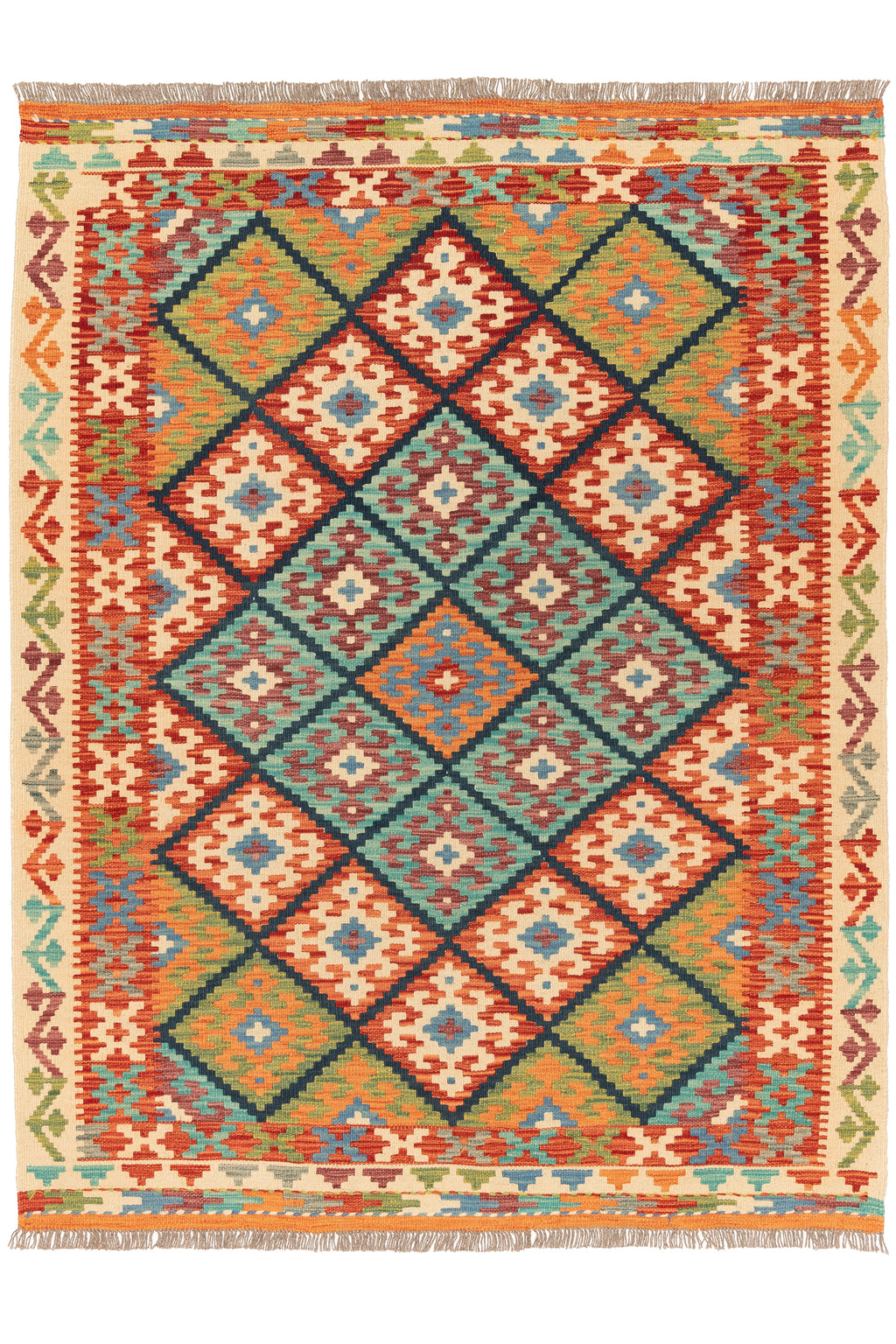 Afghanischer Kelim – 198 × 151 cm – handgewebt aus Schurwolle