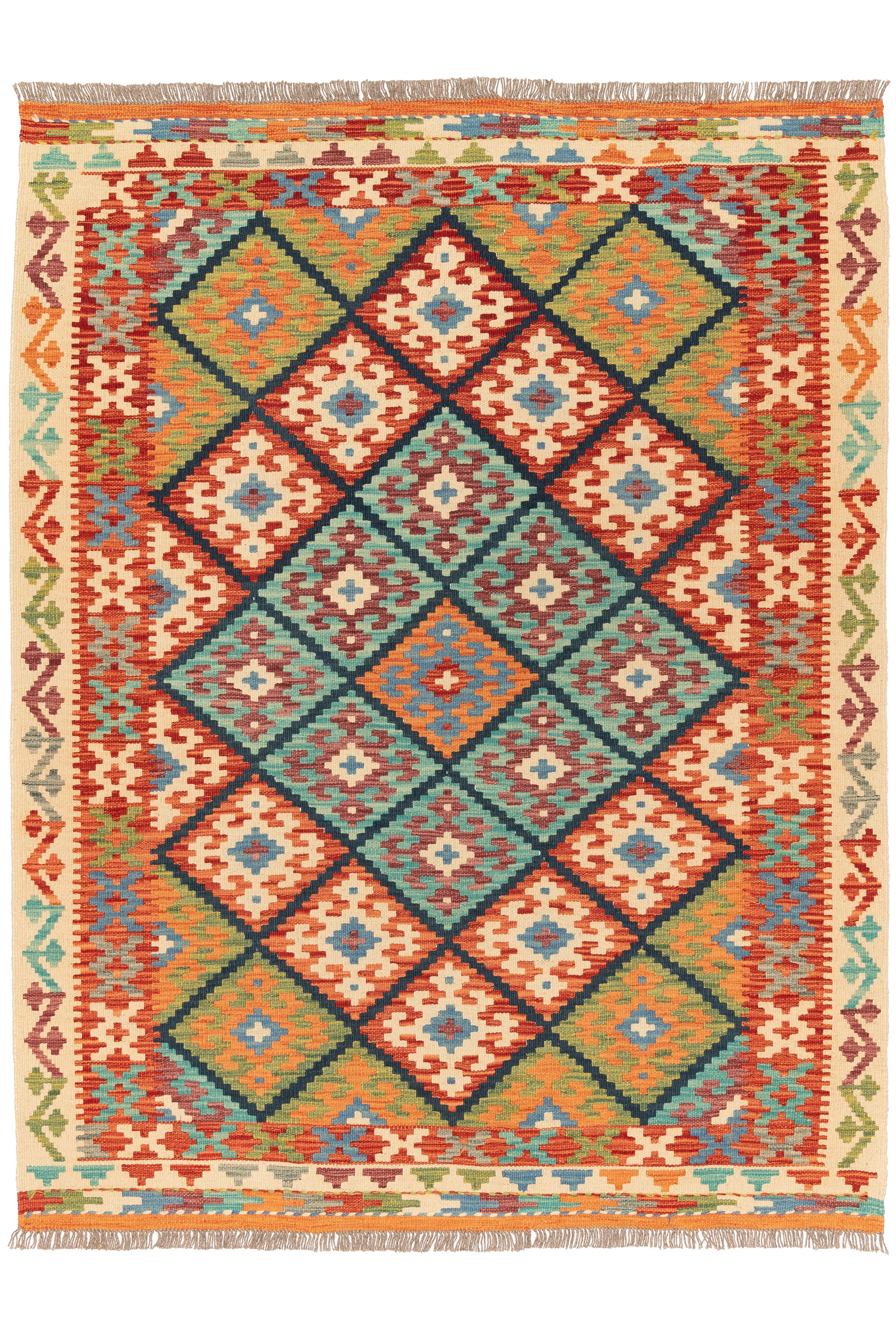 Afghanischer Kelim – 198 × 151 cm – handgewebt aus Schurwolle