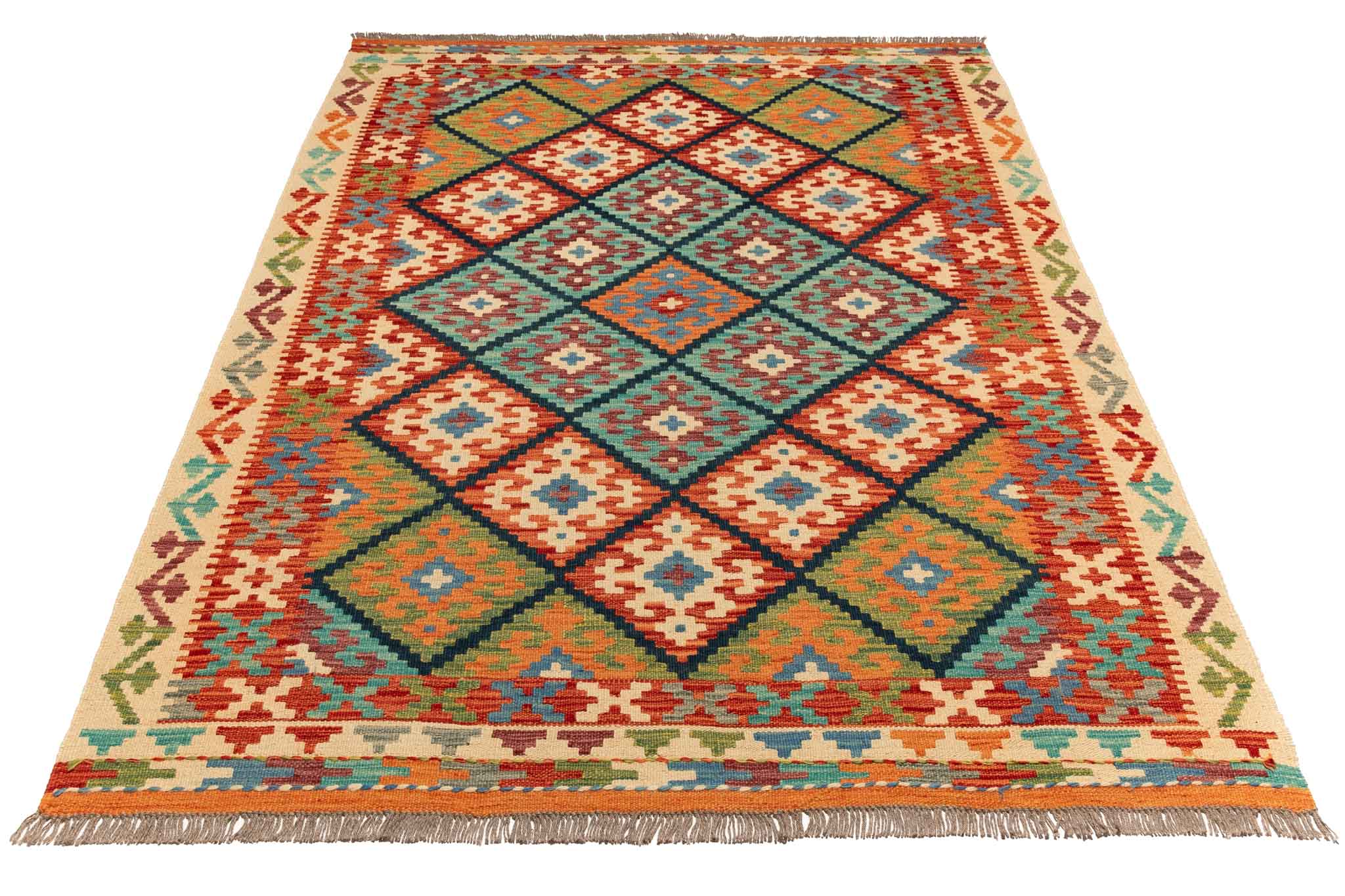 Afghanischer Kelim – 198 × 151 cm – handgewebt aus Schurwolle