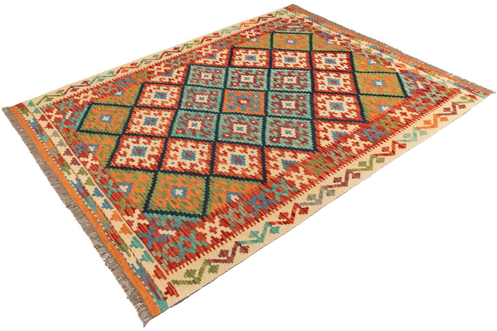 Afghanischer Kelim – 198 × 151 cm – handgewebt aus Schurwolle