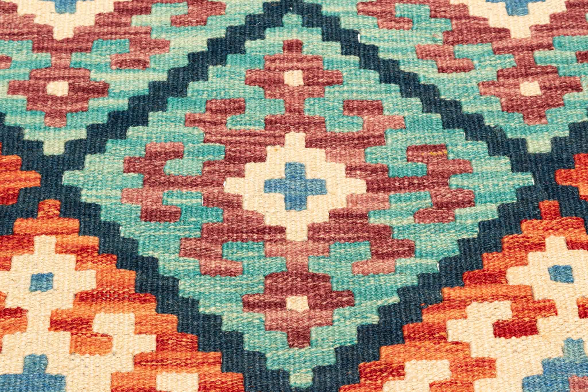 Afghanischer Kelim – 198 × 151 cm – handgewebt aus Schurwolle