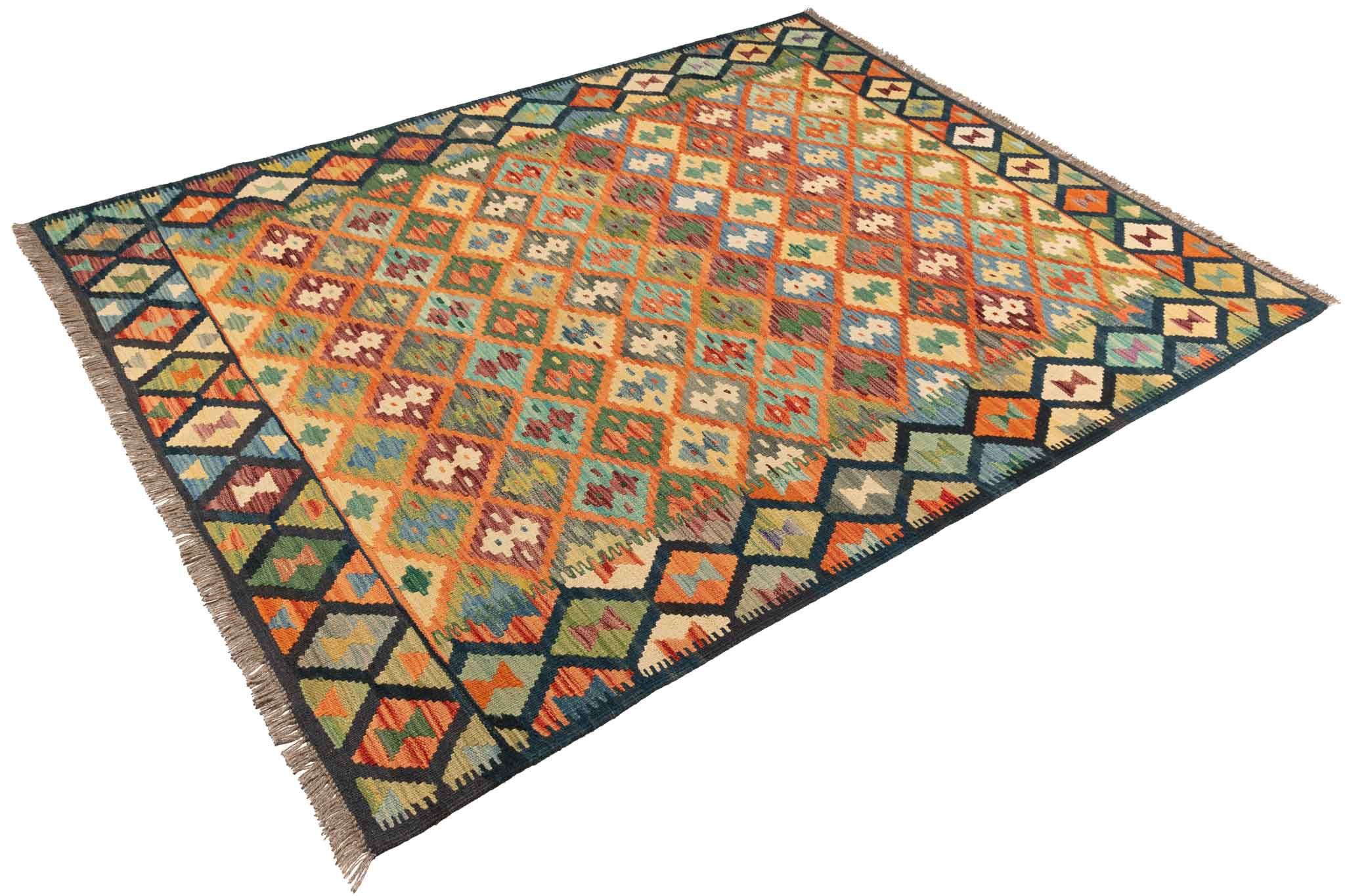 Afghanischer Kelim – 206 × 166 cm – handgewebt aus Schurwolle