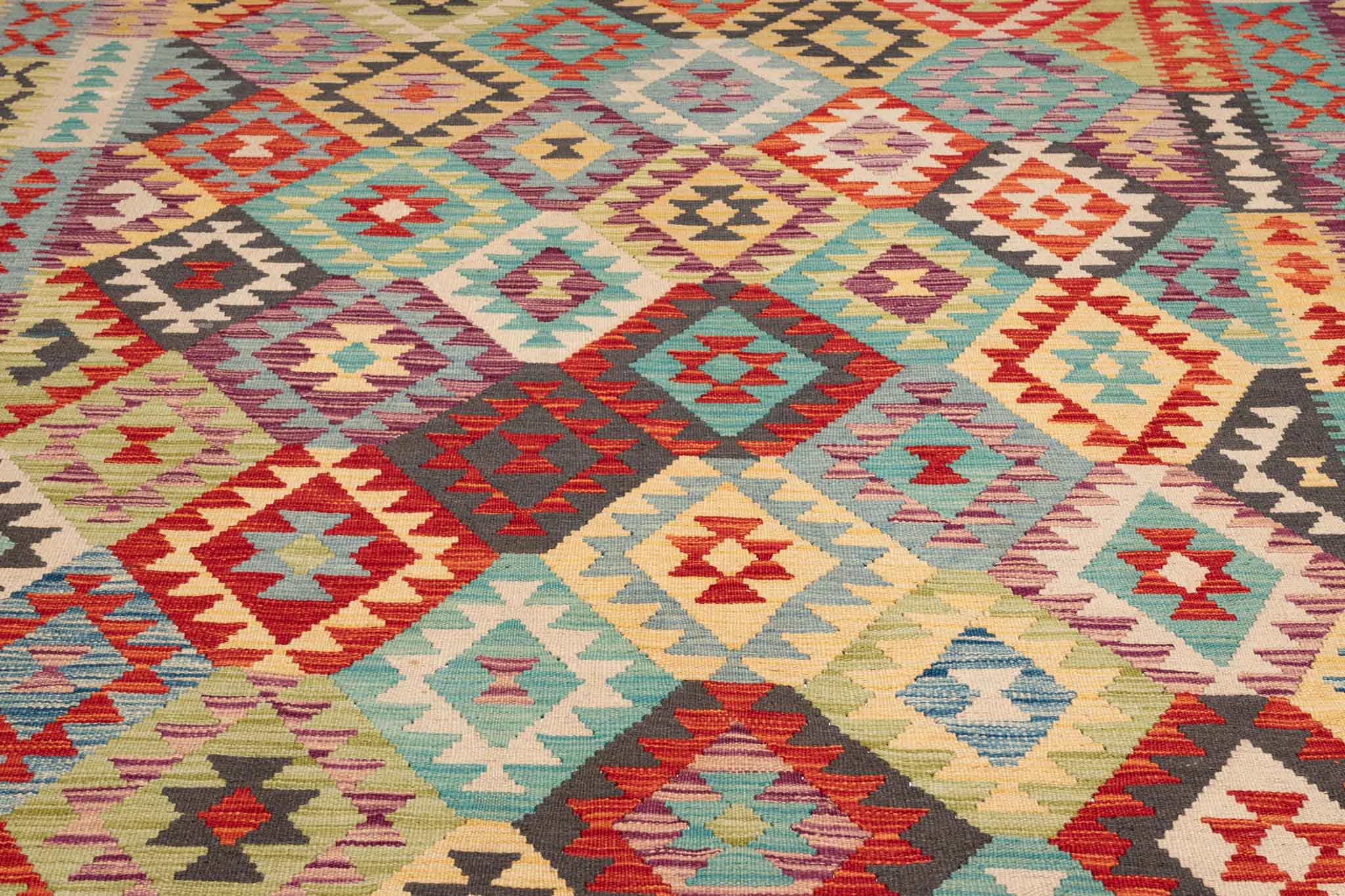 Afghanischer Kelim – 347 × 251 cm – handgewebt aus Schurwolle