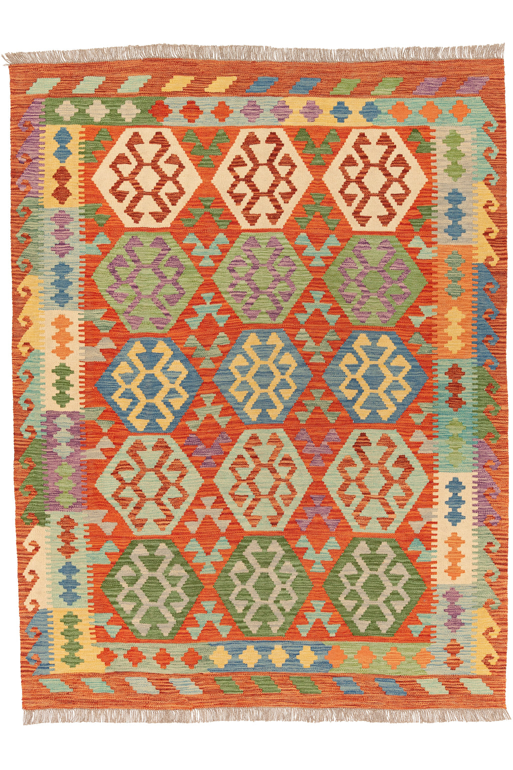 Afghanischer Kelim – 196 × 149 cm – handgewebt aus Schurwolle