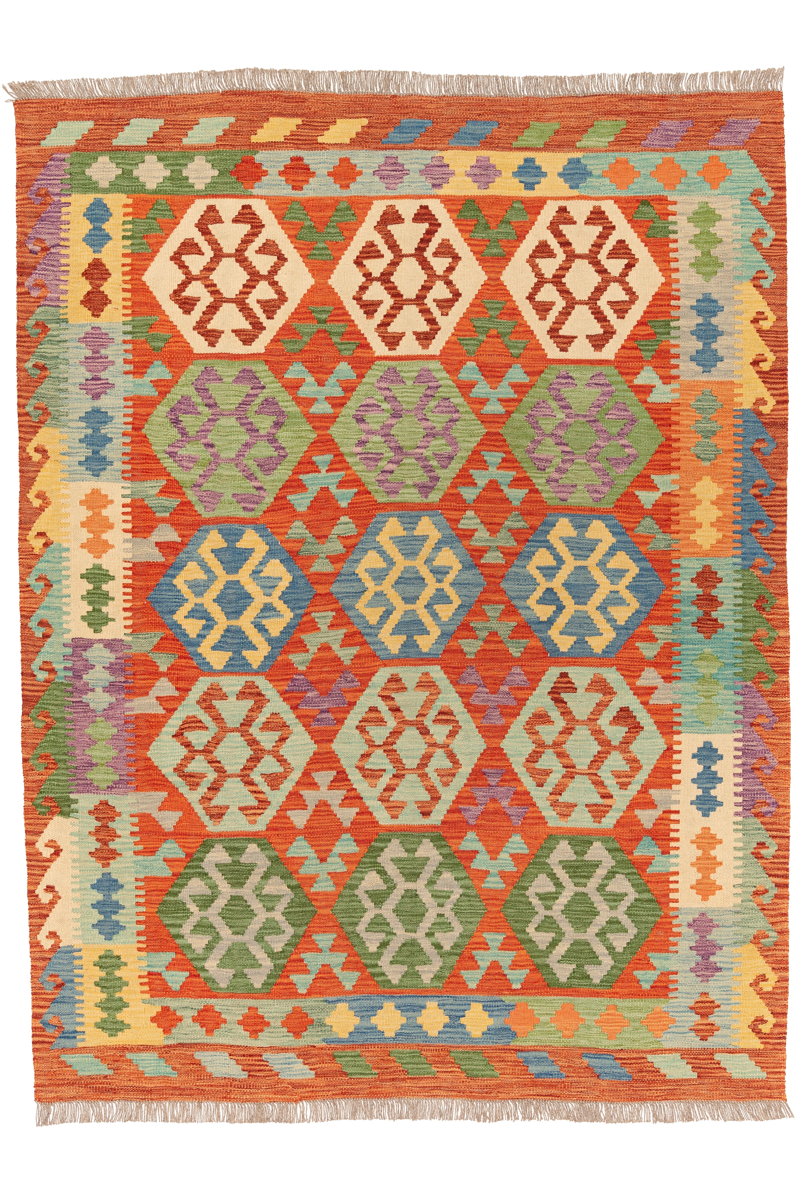 Afghanischer Kelim – 196 × 149 cm – handgewebt aus Schurwolle