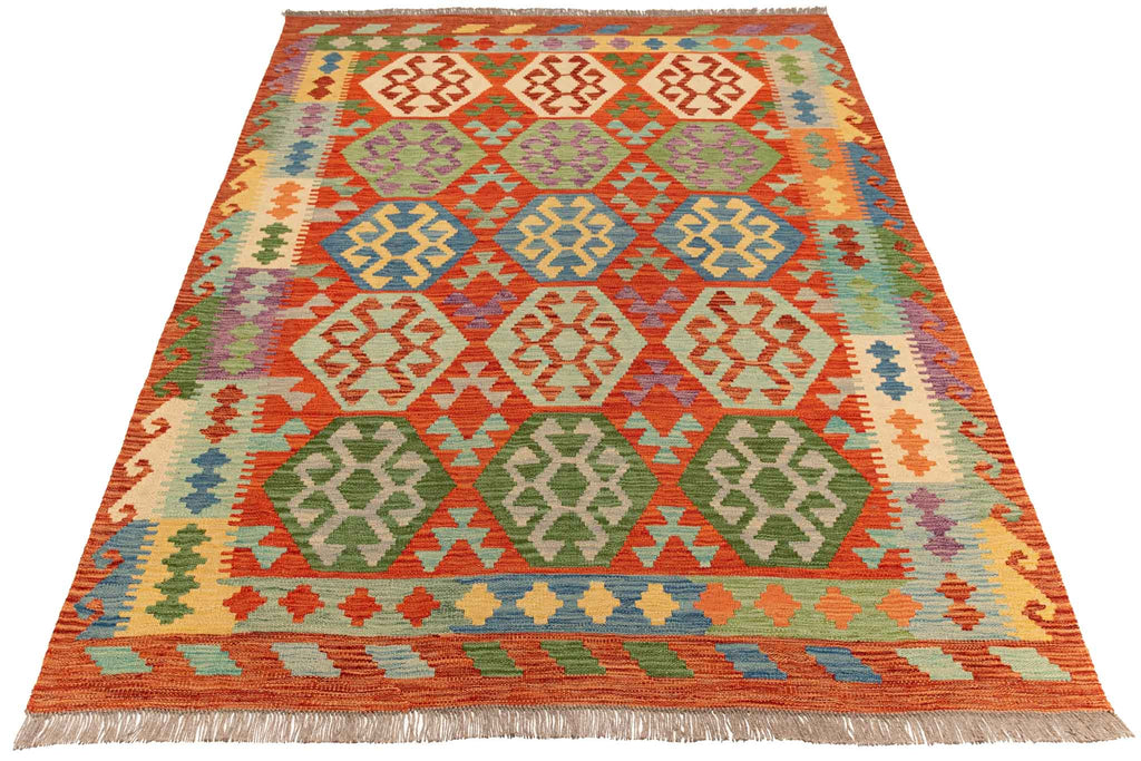 Afghanischer Kelim – 196 × 149 cm – handgewebt aus Schurwolle