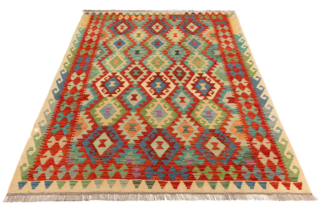 Afghanischer Kelim – 200 × 155 cm – handgewebt aus Schurwolle