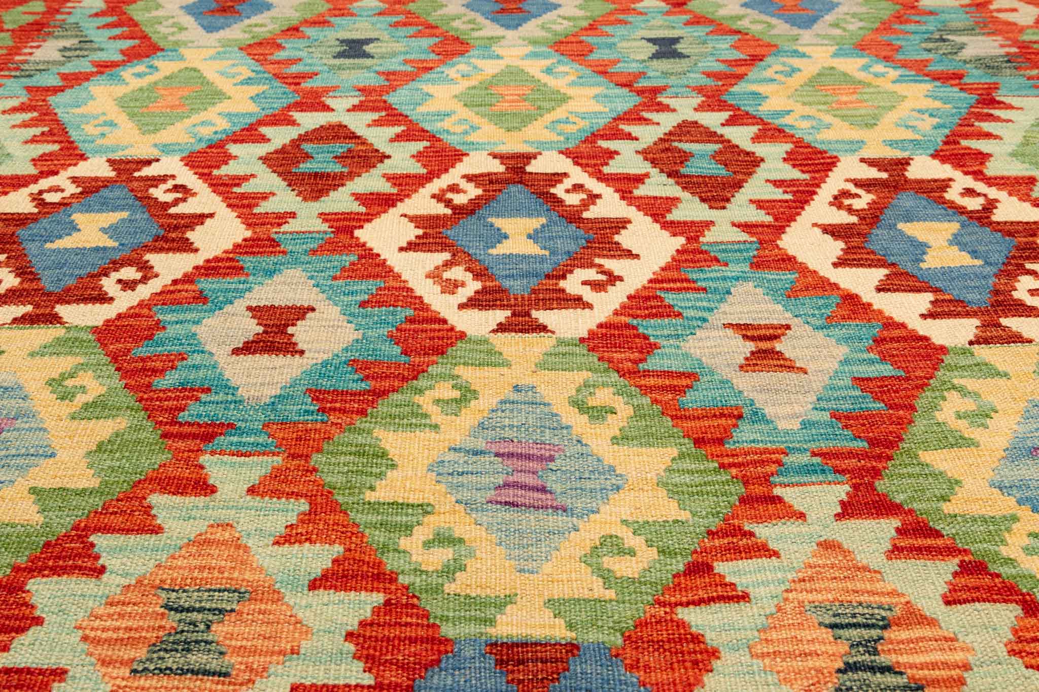 Afghanischer Kelim – 200 × 155 cm – handgewebt aus Schurwolle