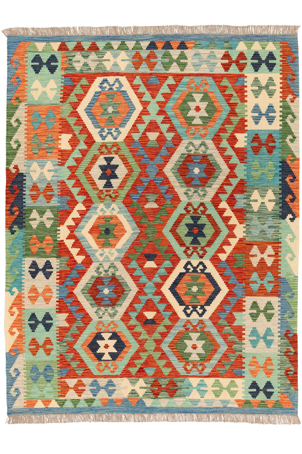 Afghanischer Kelim – 196 × 150 cm – handgewebt aus Schurwolle