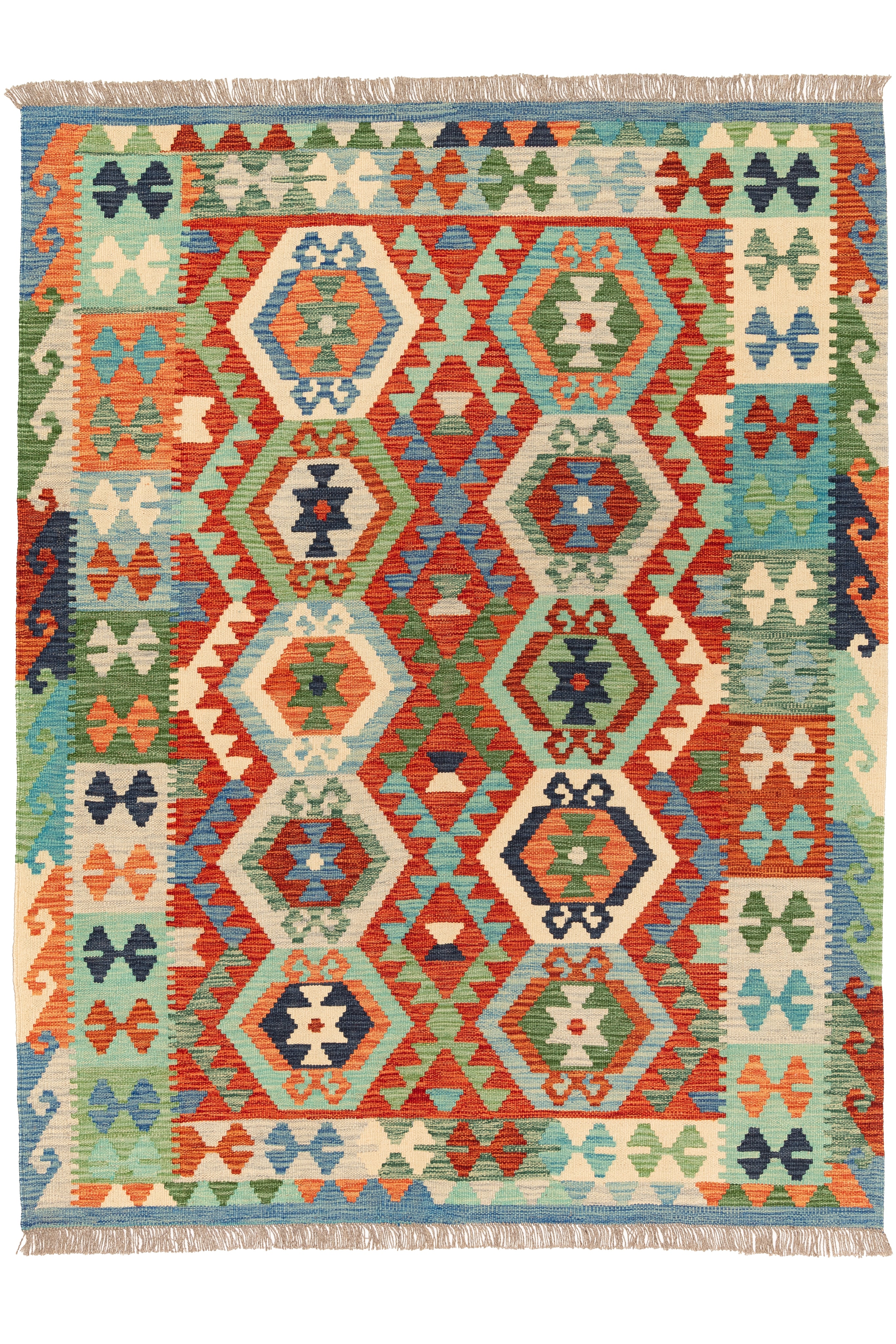 Afghanischer Kelim – 196 × 150 cm – handgewebt aus Schurwolle