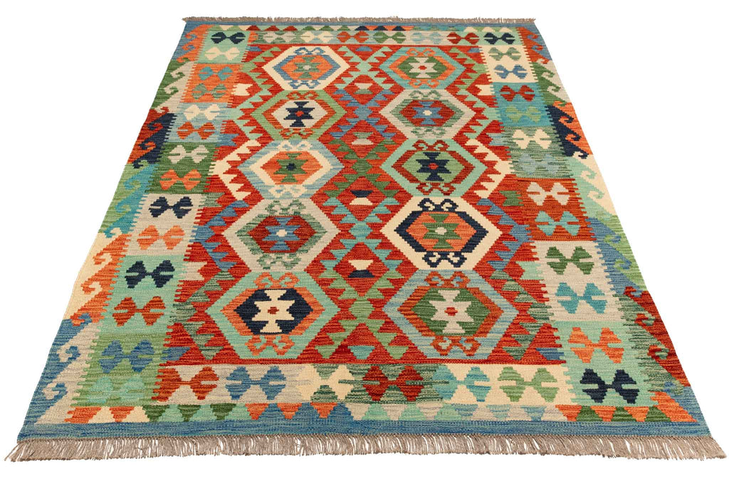 Afghanischer Kelim – 196 × 150 cm – handgewebt aus Schurwolle