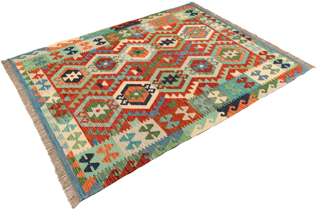 Afghanischer Kelim – 196 × 150 cm – handgewebt aus Schurwolle