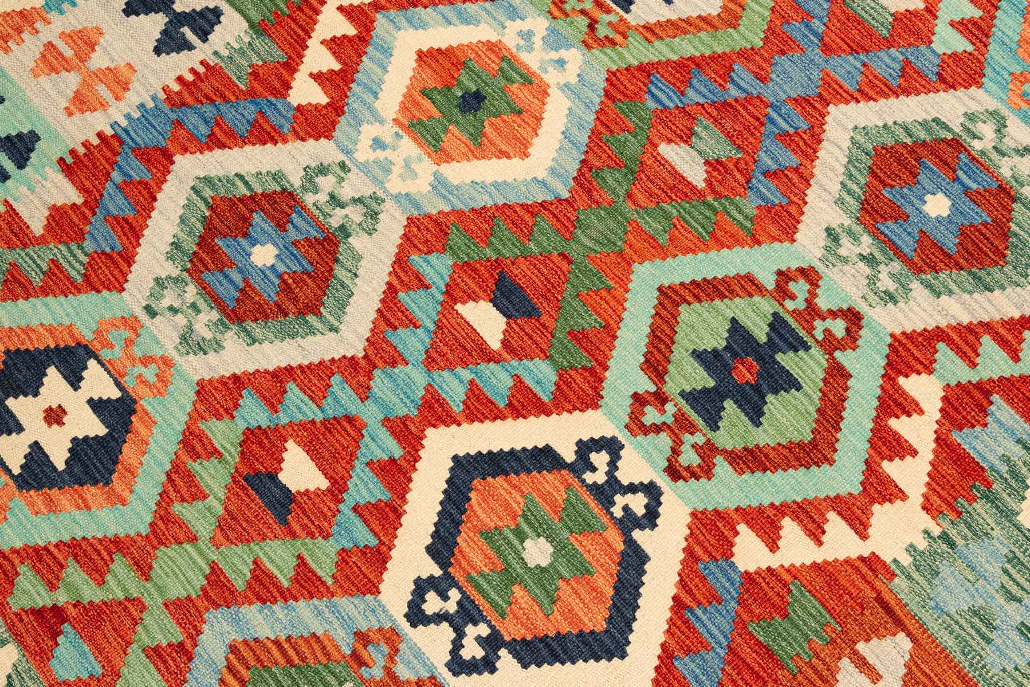 Afghanischer Kelim – 196 × 150 cm – handgewebt aus Schurwolle