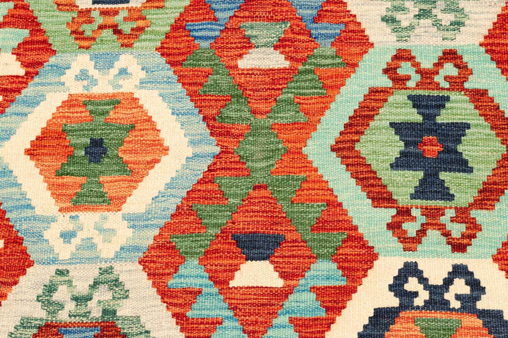 Afghanischer Kelim – 196 × 150 cm – handgewebt aus Schurwolle