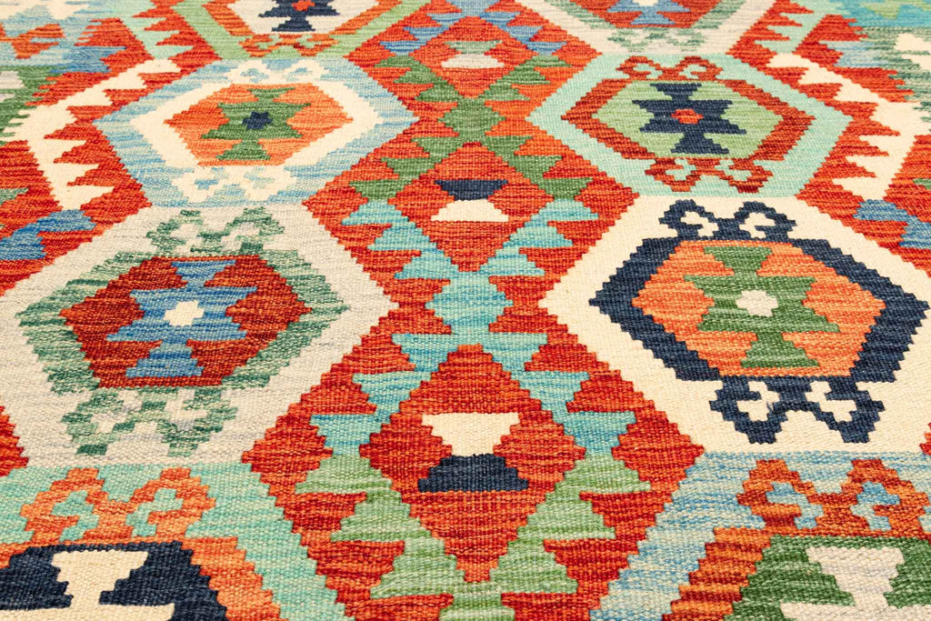 Afghanischer Kelim – 196 × 150 cm – handgewebt aus Schurwolle