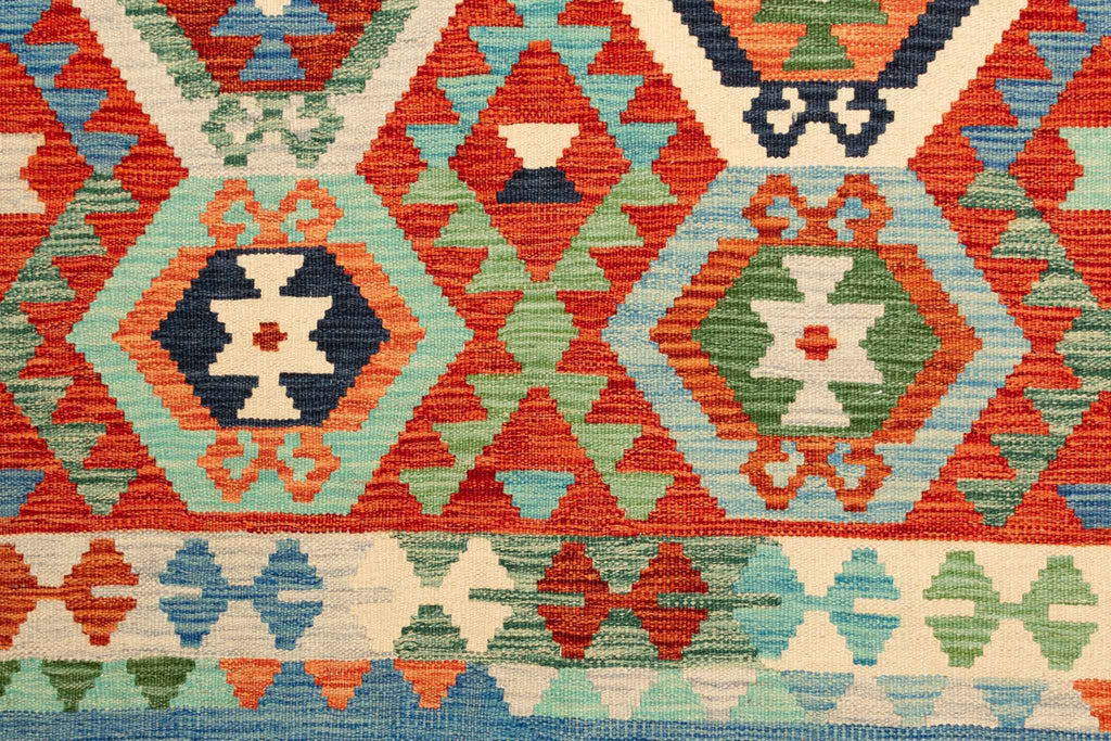 Afghanischer Kelim – 196 × 150 cm – handgewebt aus Schurwolle