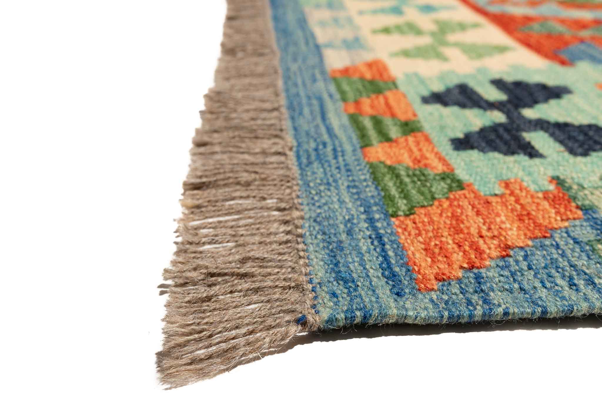 Afghanischer Kelim – 196 × 150 cm – handgewebt aus Schurwolle