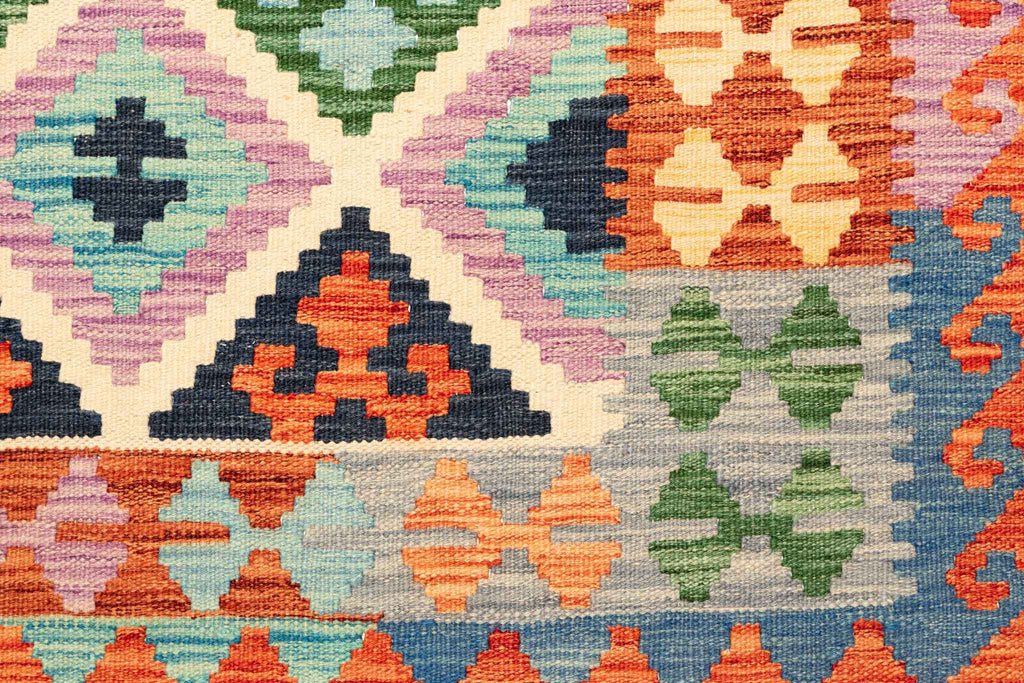 Handgewebter Kelim-Teppich aus Schurwolle, 146 × 200 cm