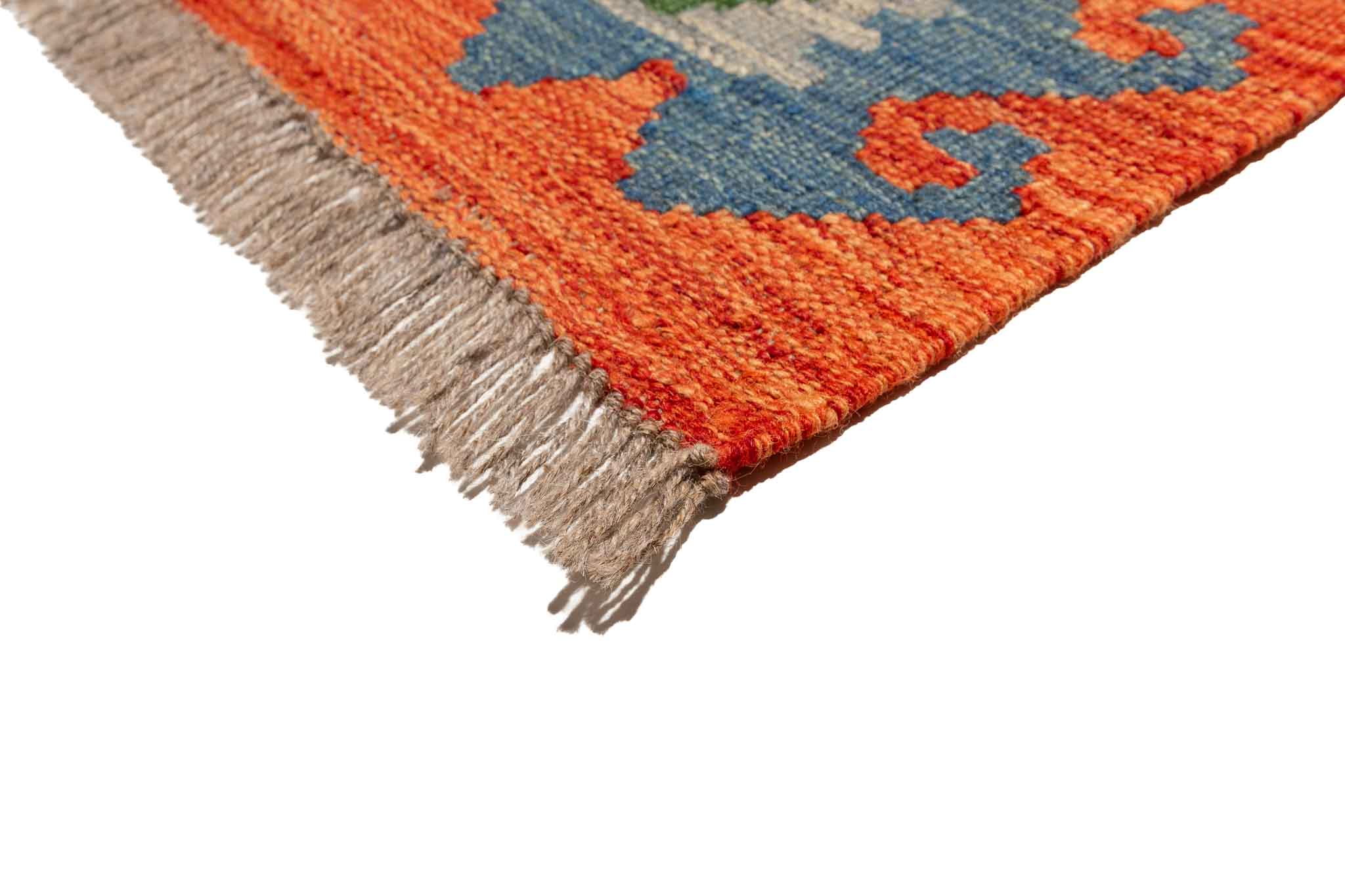 Handgewebter Kelim-Teppich aus Schurwolle, 146 × 200 cm