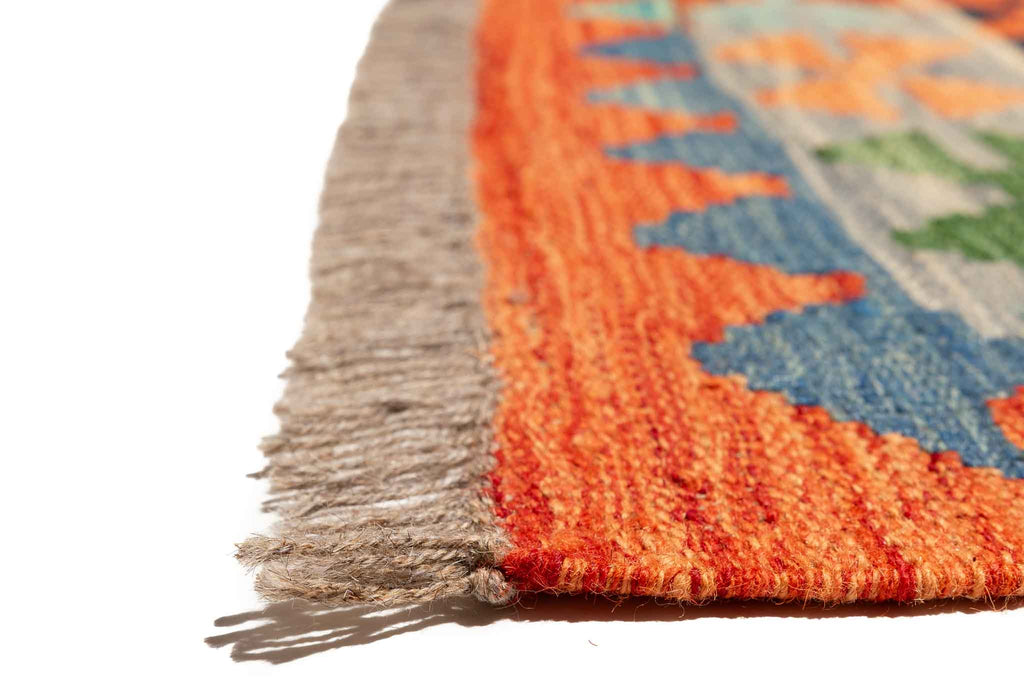 Handgewebter Kelim-Teppich aus Schurwolle, 146 × 200 cm