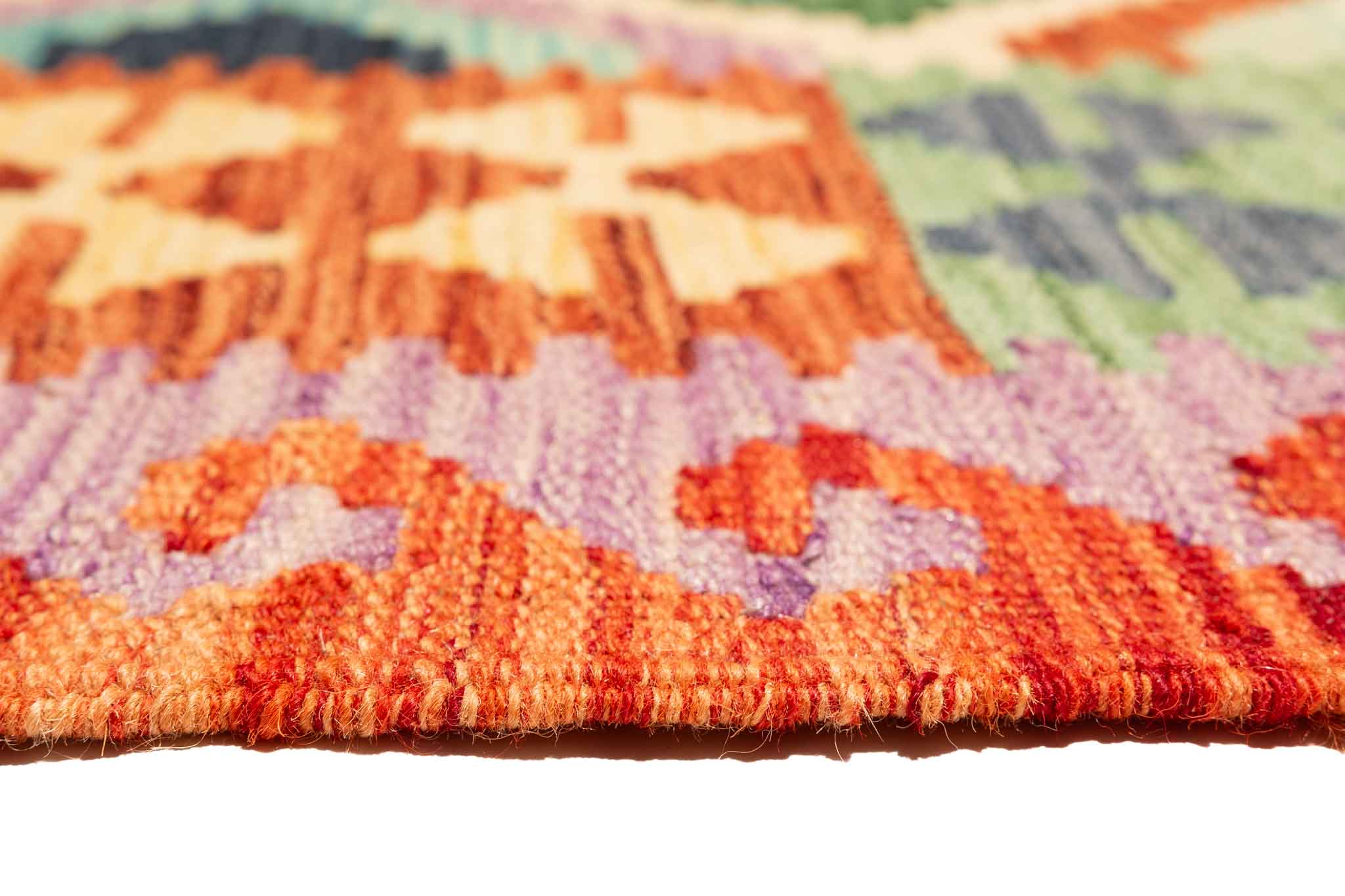 Handgewebter Kelim-Teppich aus Schurwolle, 146 × 200 cm