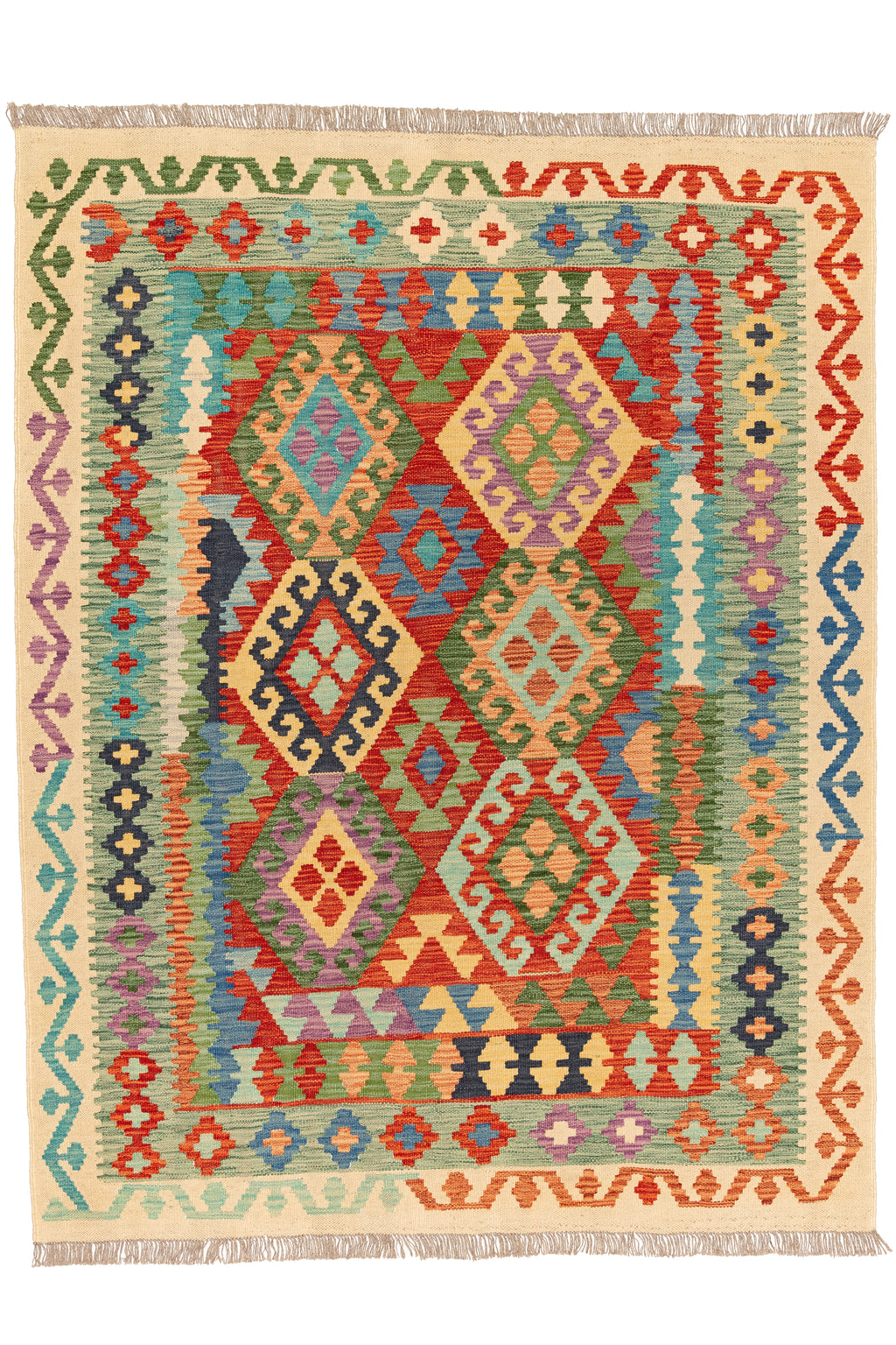 Afghanischer Kelim – 195 × 150 cm – handgewebt aus Schurwolle