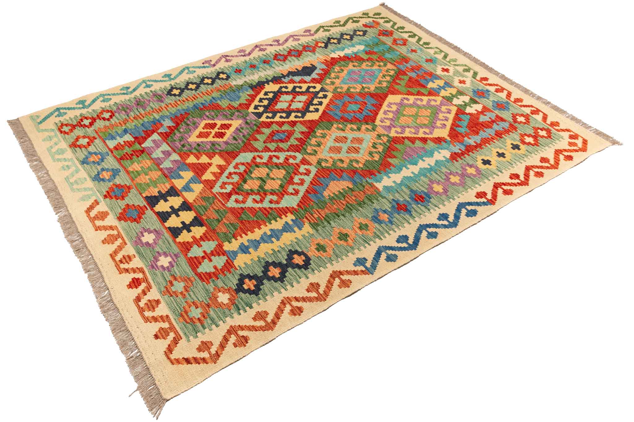 Afghanischer Kelim – 195 × 150 cm – handgewebt aus Schurwolle