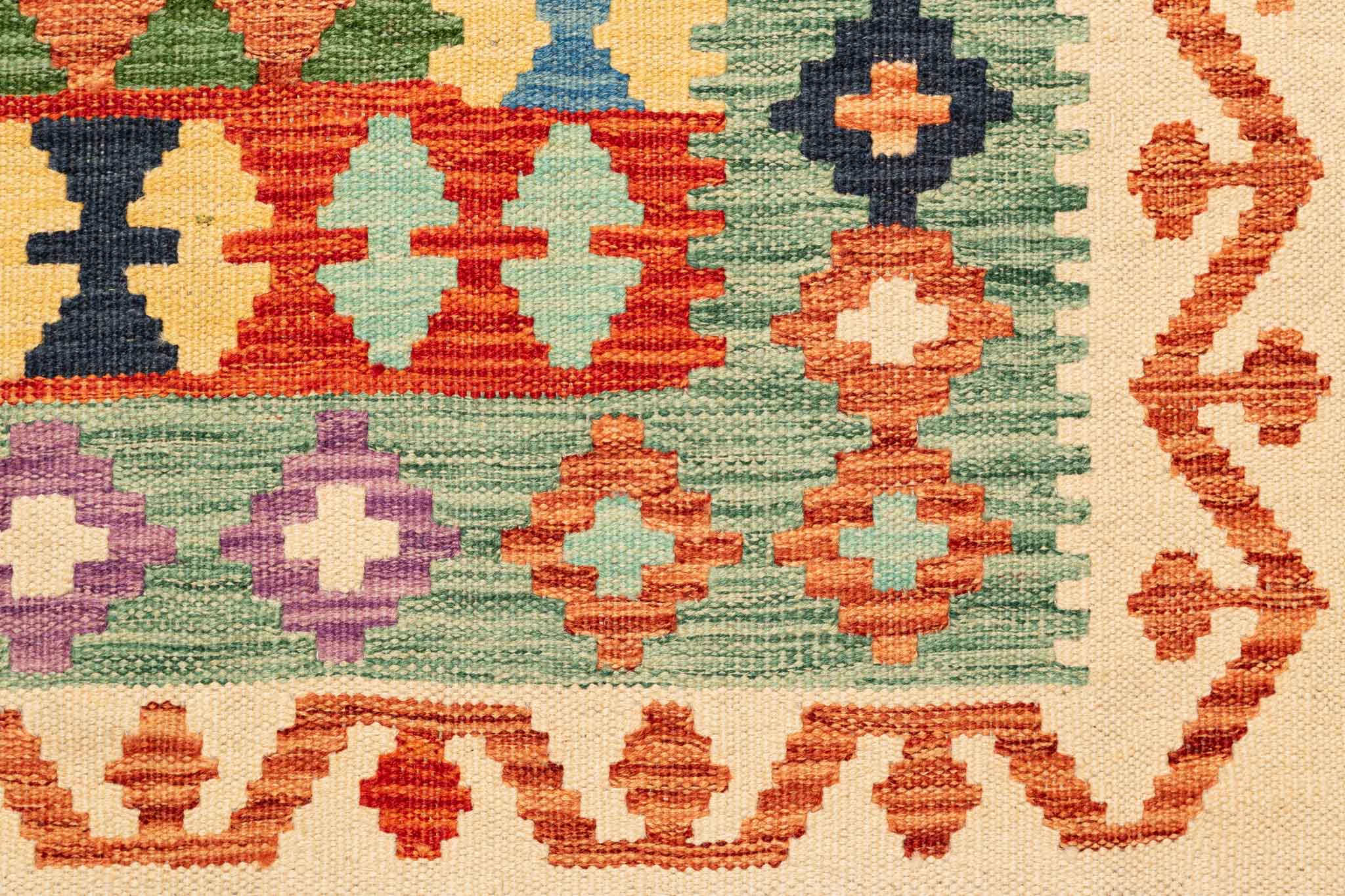 Afghanischer Kelim – 195 × 150 cm – handgewebt aus Schurwolle