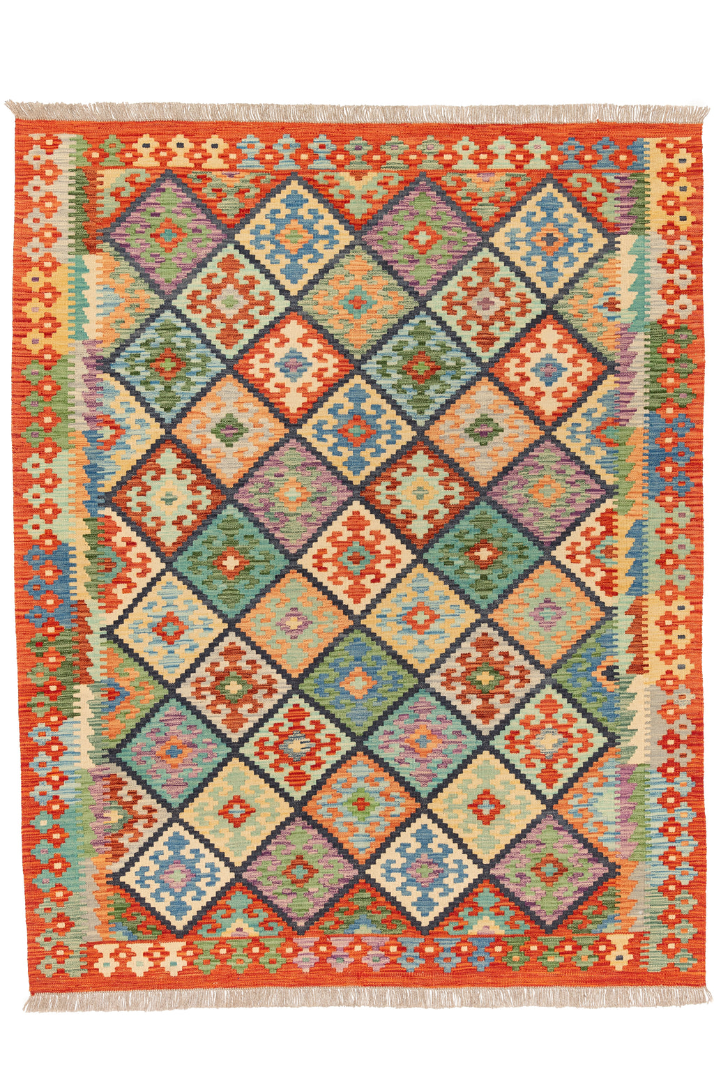 Afghanischer Kelim – 200 × 157 cm – handgewebt aus Schurwolle