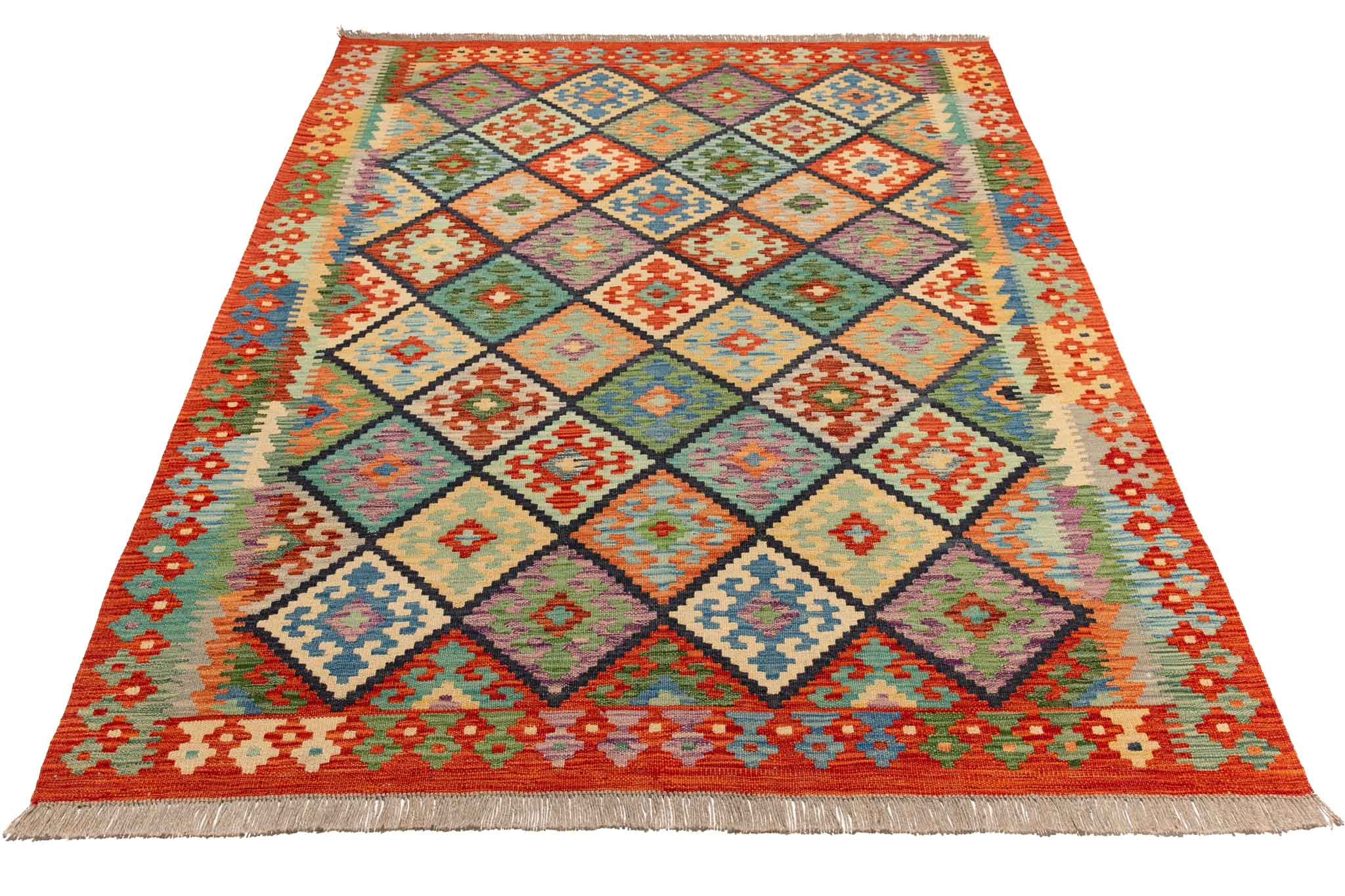 Afghanischer Kelim – 200 × 157 cm – handgewebt aus Schurwolle