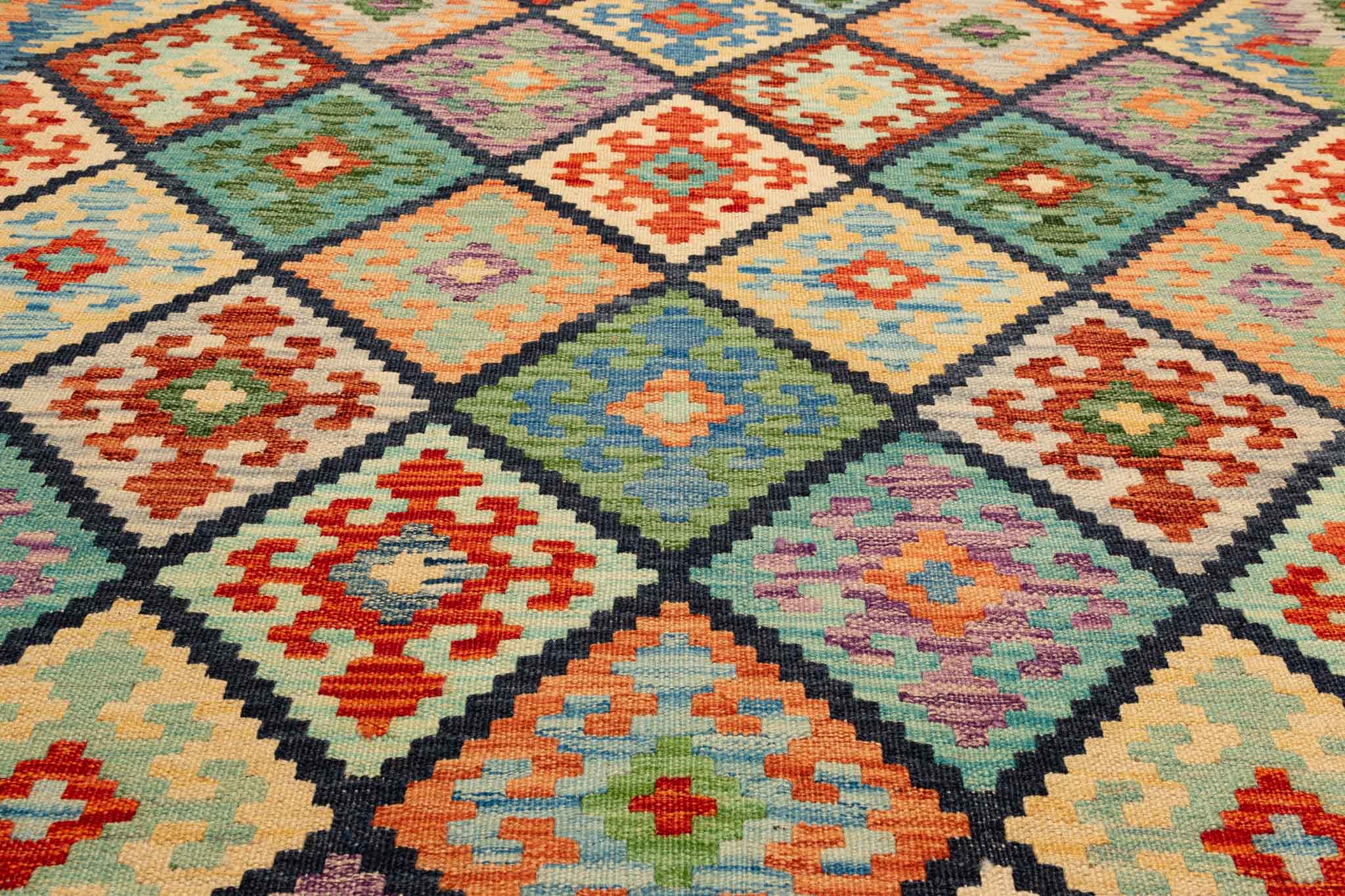 Afghanischer Kelim – 200 × 157 cm – handgewebt aus Schurwolle