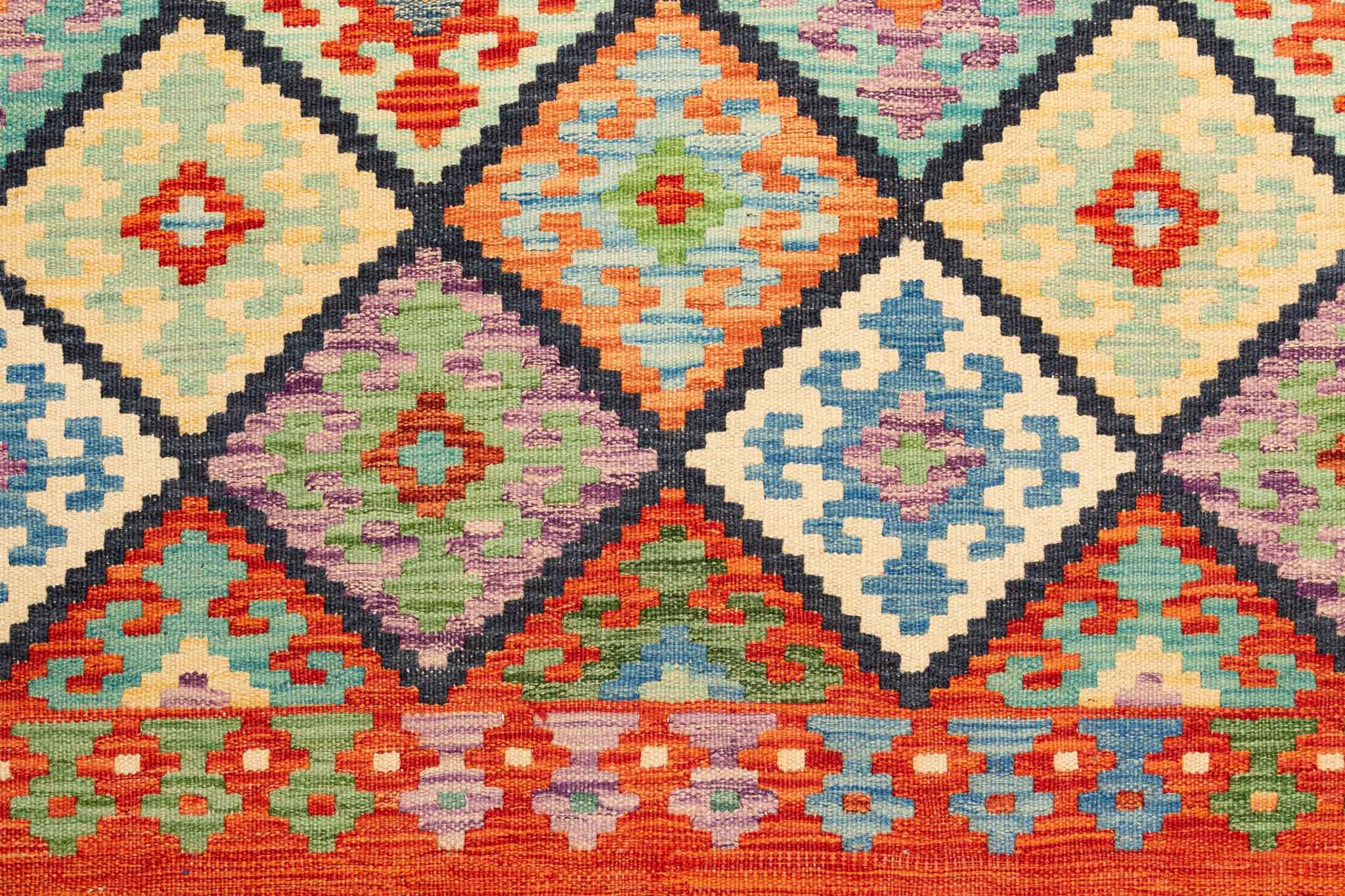 Afghanischer Kelim – 200 × 157 cm – handgewebt aus Schurwolle