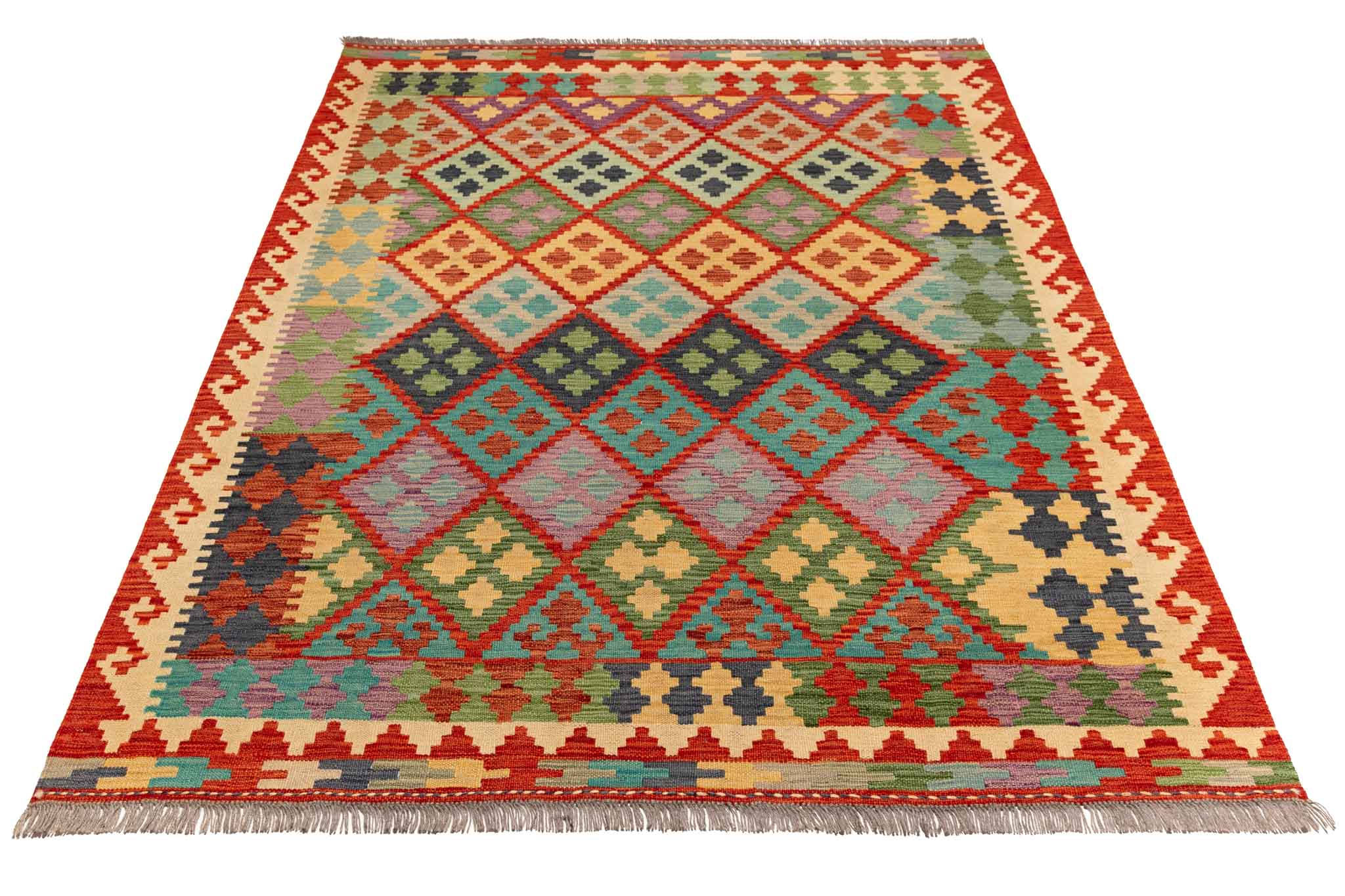 Afghanischer Kelim – 197 × 152 cm – handgewebt aus Schurwolle