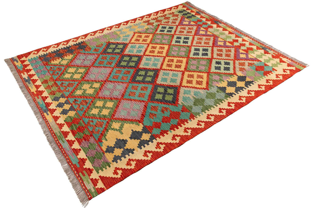 Afghanischer Kelim – 197 × 152 cm – handgewebt aus Schurwolle