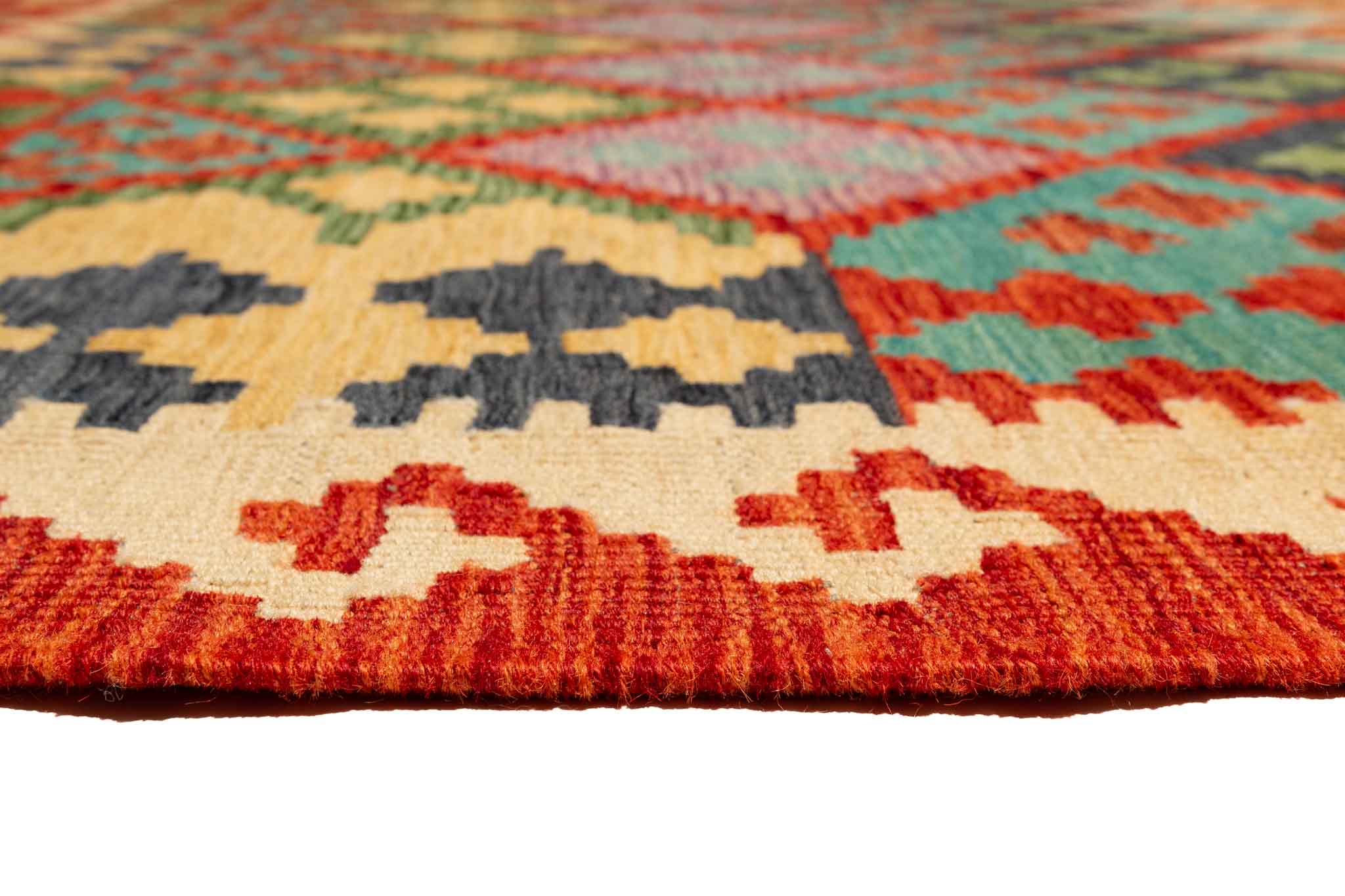 Afghanischer Kelim – 197 × 152 cm – handgewebt aus Schurwolle