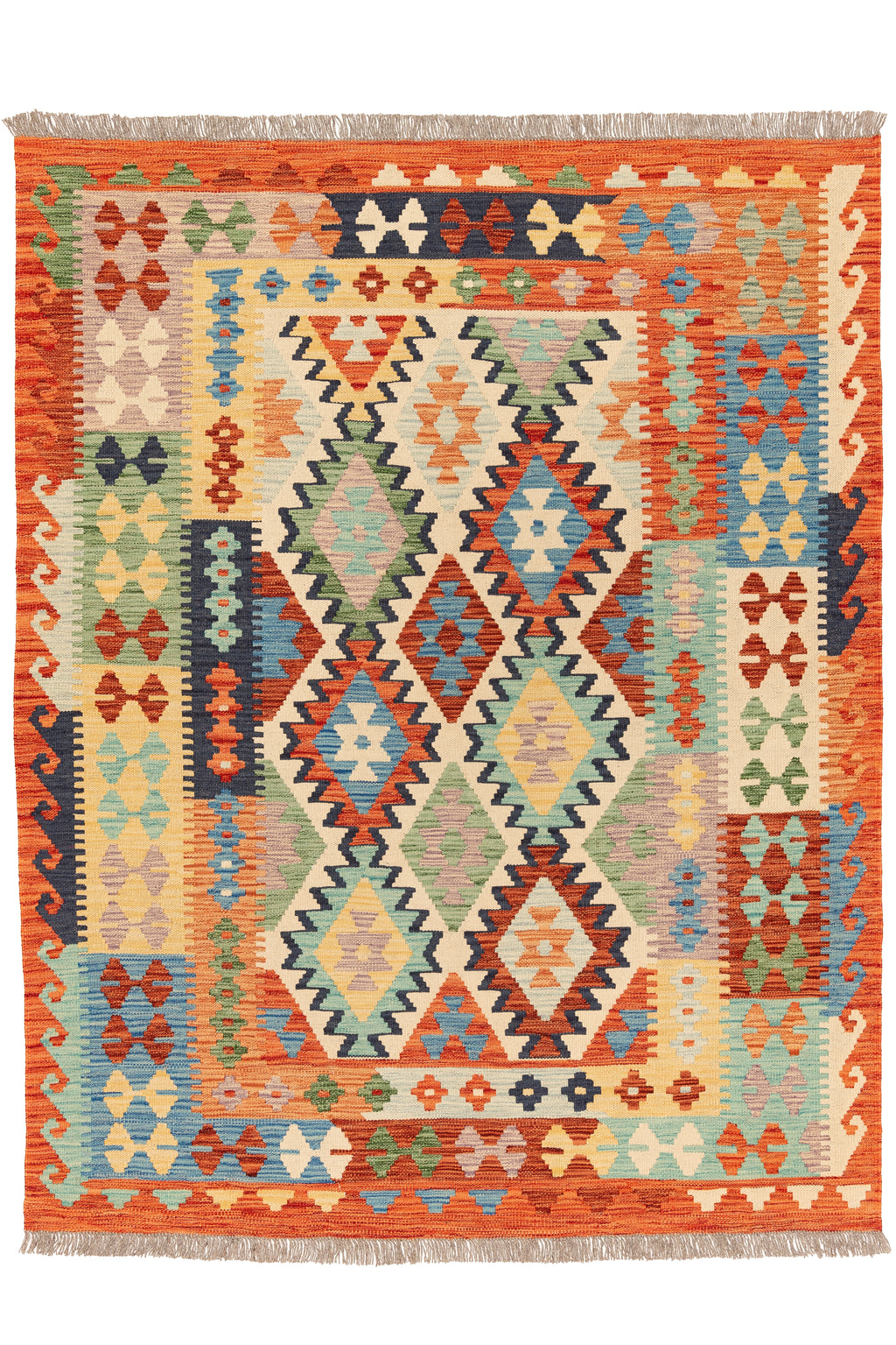 Afghanischer Kelim – 192 × 149 cm – handgewebt aus Schurwolle