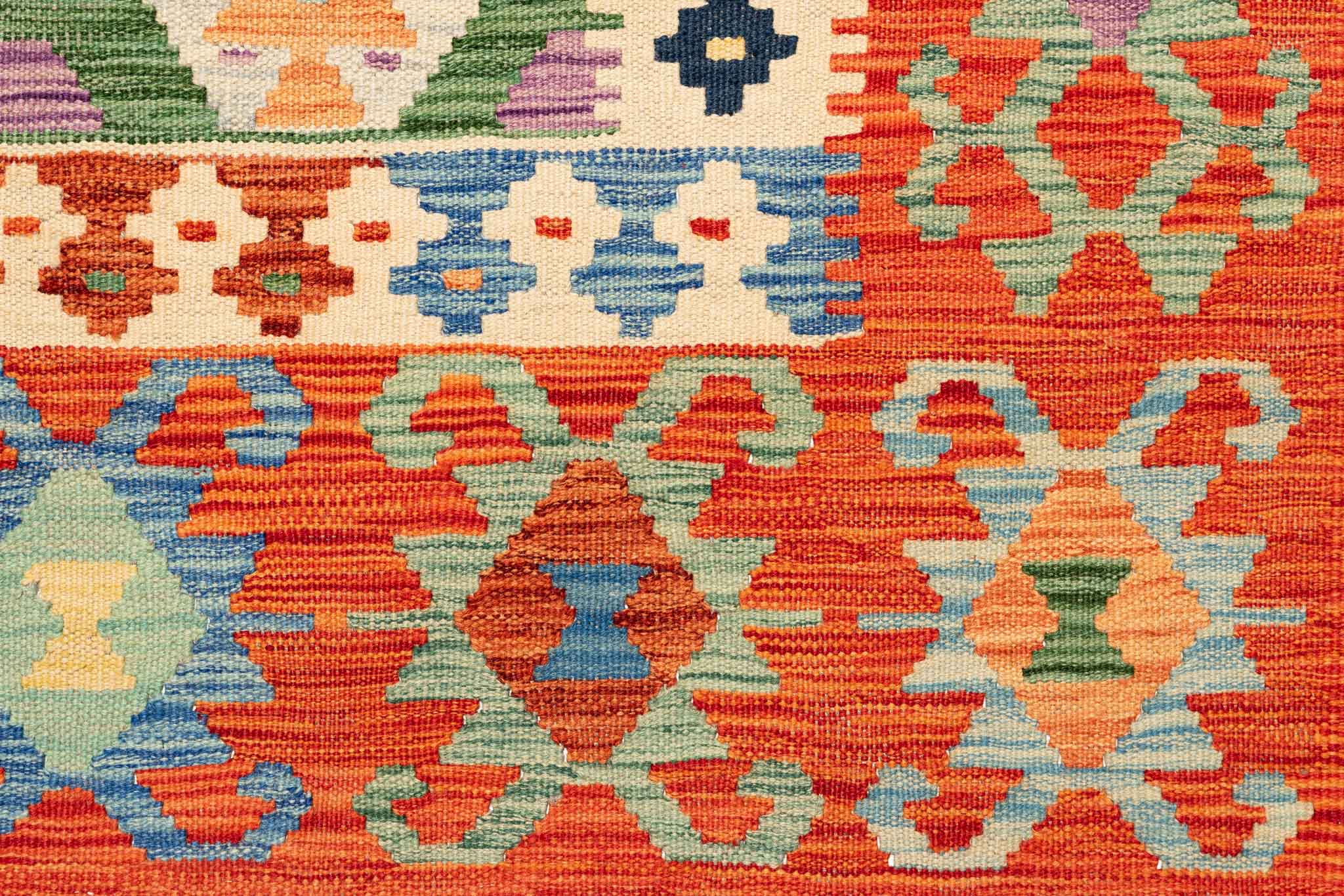 Afghanischer Kelim – 194 × 150 cm – handgewebt aus Schurwolle