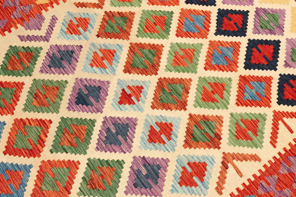 Handgewebter Kelim-Teppich aus Schurwolle, 160 × 208 cm