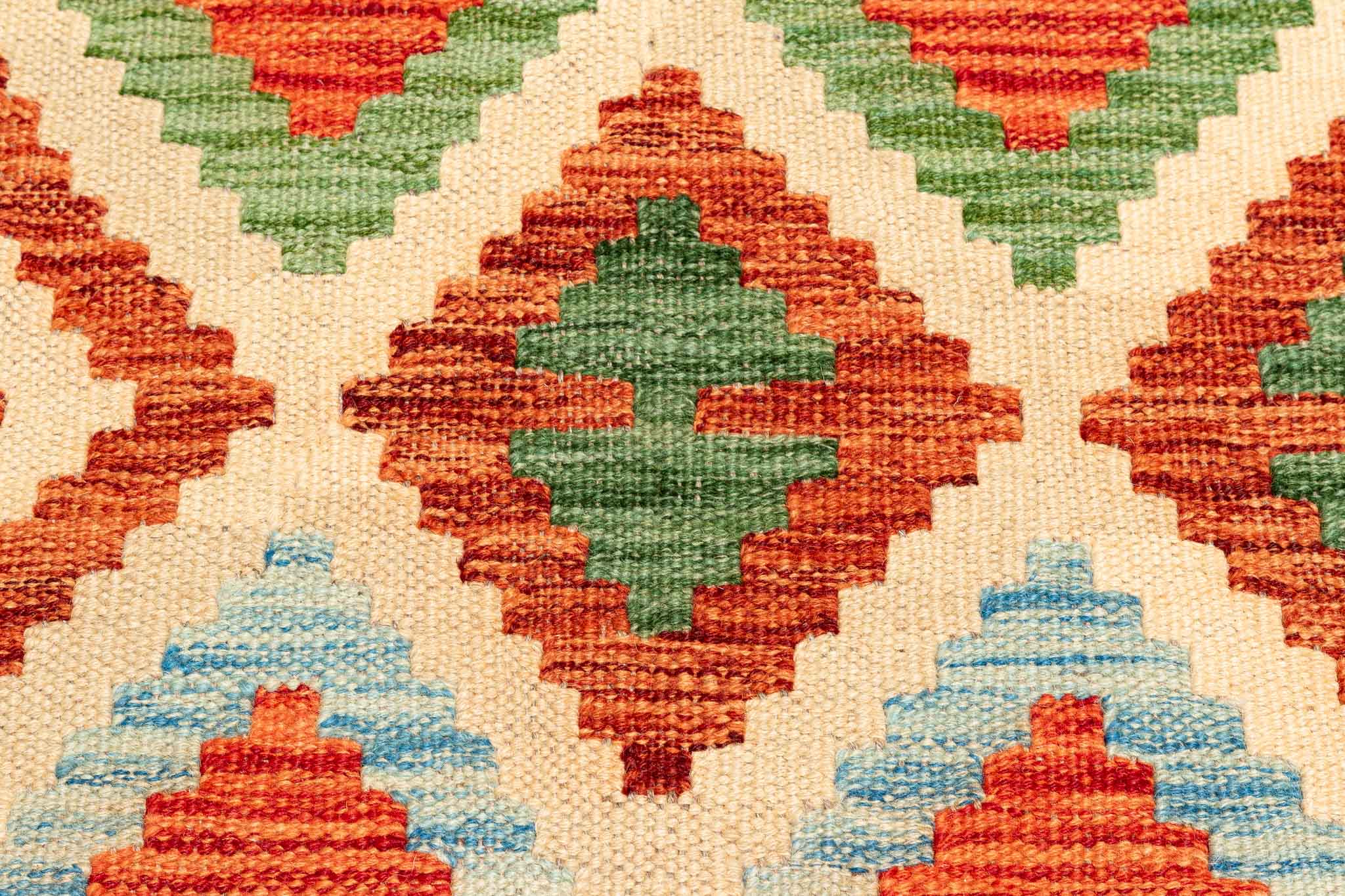 Handgewebter Kelim-Teppich aus Schurwolle, 160 × 208 cm