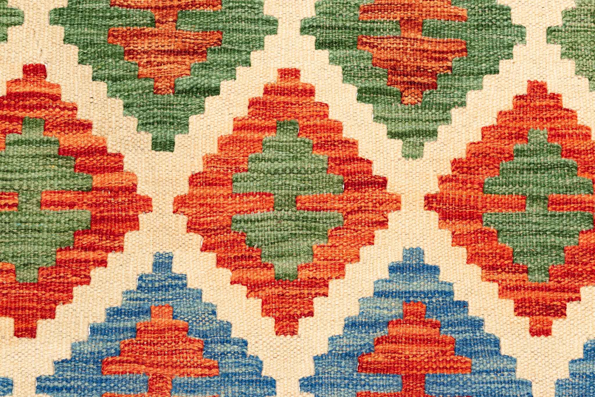 Handgewebter Kelim-Teppich aus Schurwolle, 160 × 208 cm