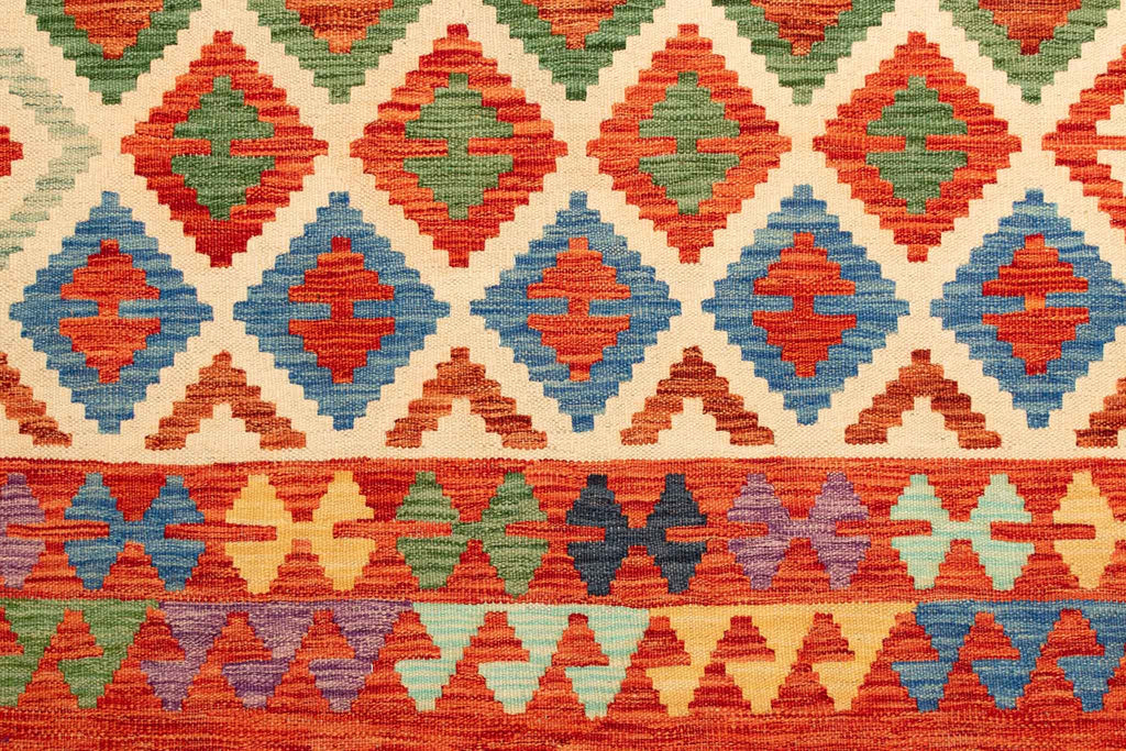 Handgewebter Kelim-Teppich aus Schurwolle, 160 × 208 cm