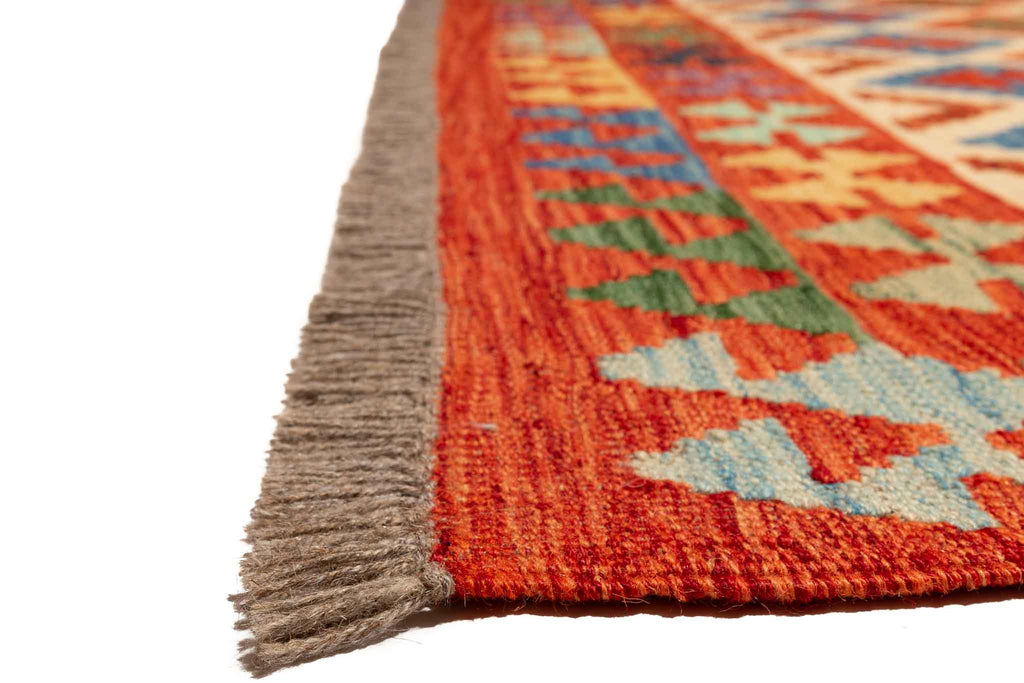 Handgewebter Kelim-Teppich aus Schurwolle, 160 × 208 cm